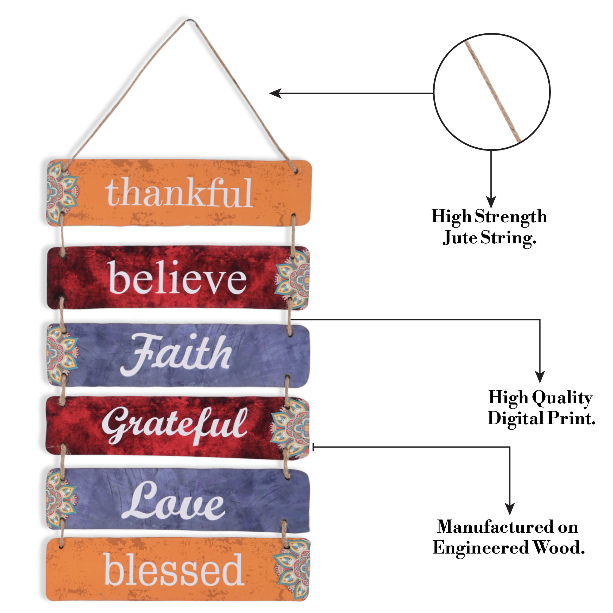 Kuber Industries 6 Layered Wooden Inspirational Quotes Wall Hanging Decoration for Living Room Bedroom  Office  Wall Art Home Decor Items for Hall Entry  Staircase   Multicolor