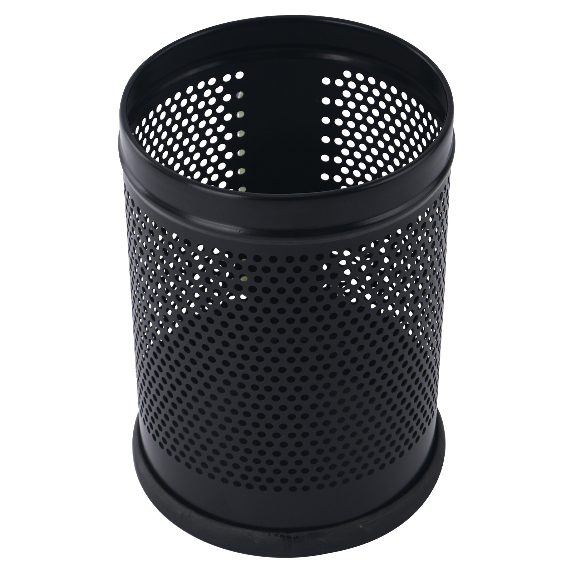 Kuber Industries 6 Ltr Metal Open Perforated Dustbin for Office Home Kitchen and Bathroom Use  Open-Top Bathroom Garbage Bin Box  Mesh Recycling-Bin for Dry Waste - Black