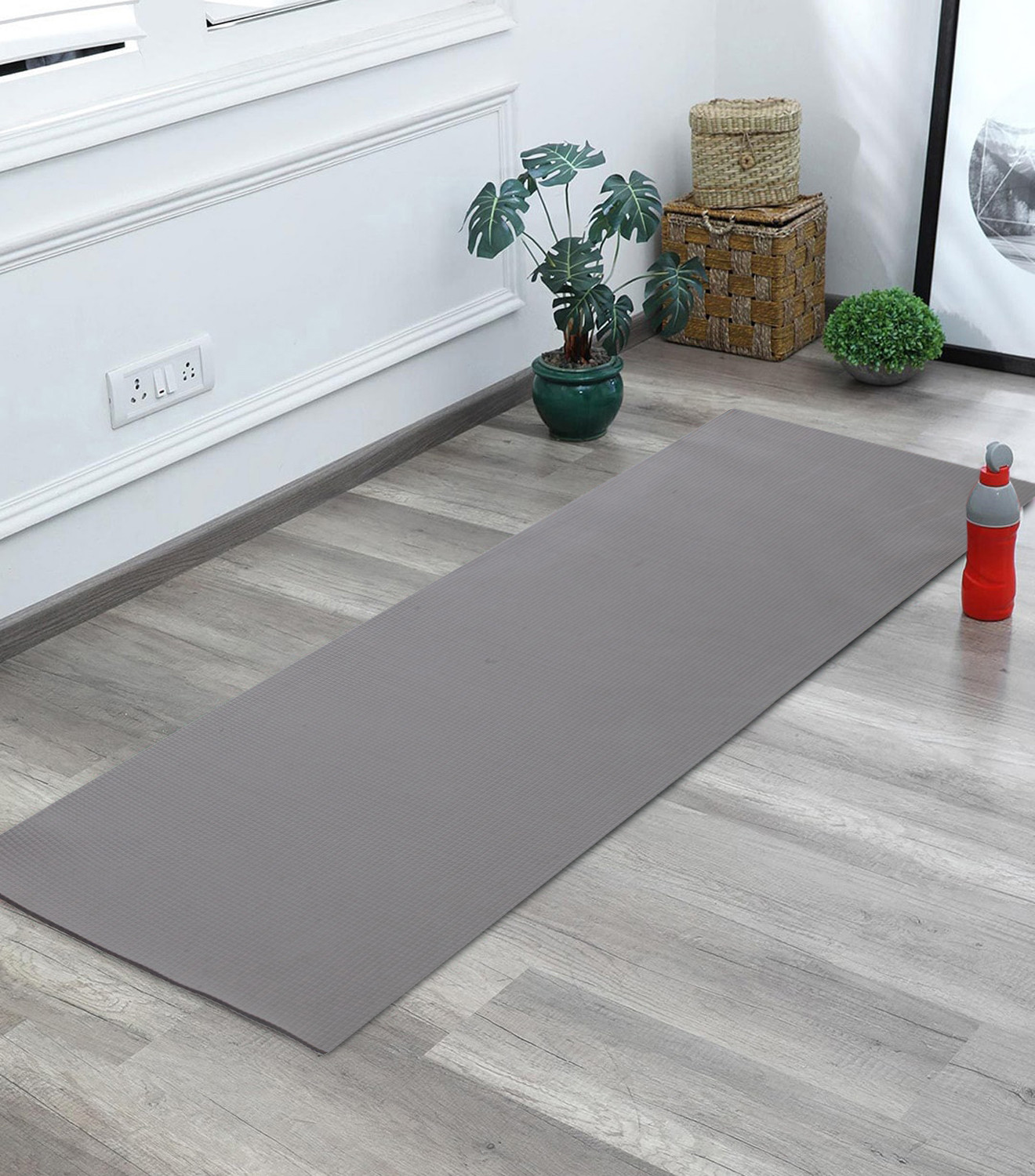 Kuber Industries 6 MM Extra Thick Yoga mat for Gym Workout and Flooring Exercise Long Size Yoga Mat for Men and Women, 6 x 2 Feet (Grey)-33_S_KUBQMART11590