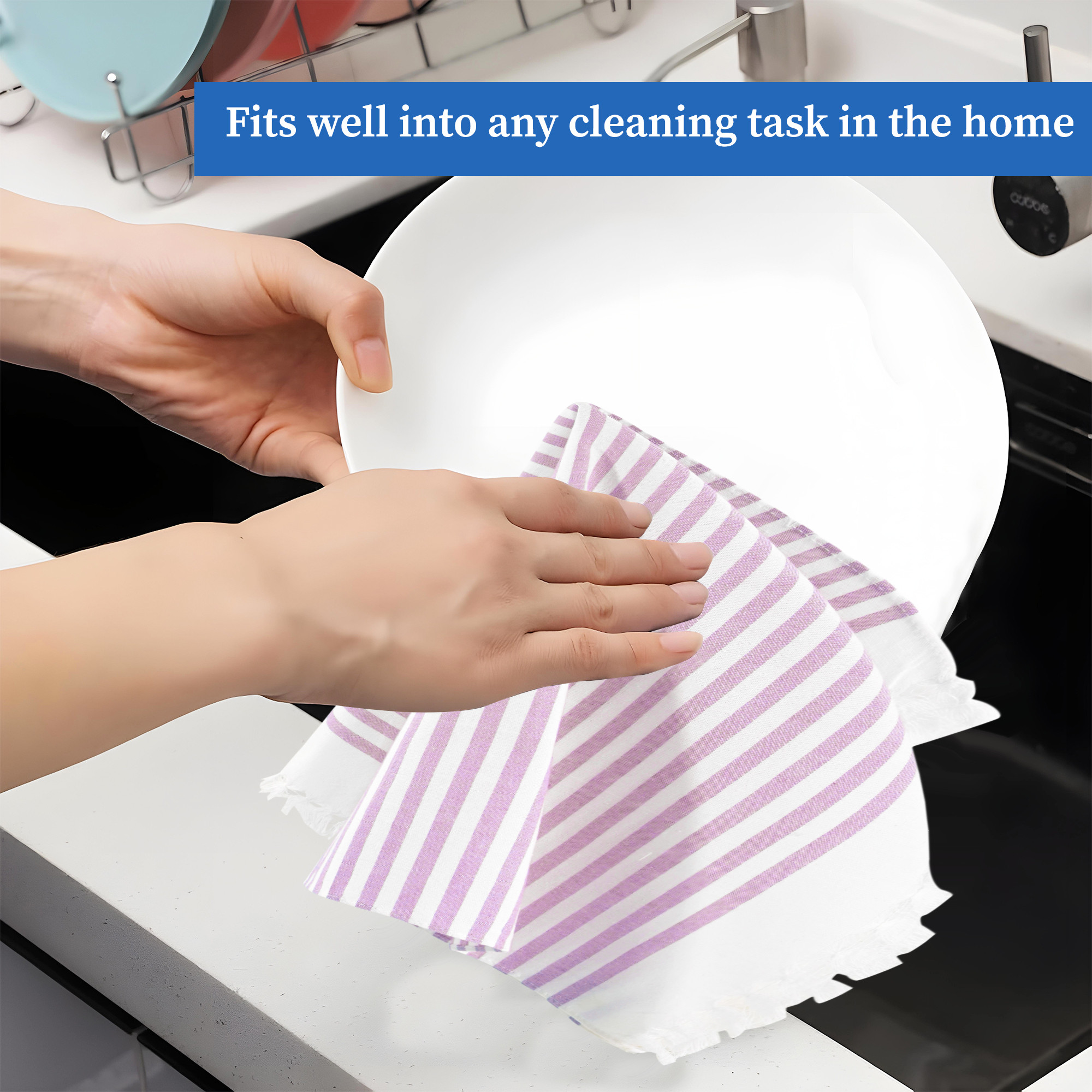 Kuber Industries 6 Pcs Cotton Cloth for Kitchen Platform  15x25 Inches Lining Hanky with Tassels  Multi-Purpose Use Napkins for Fridge Table and Home Cleaning  Multicolor