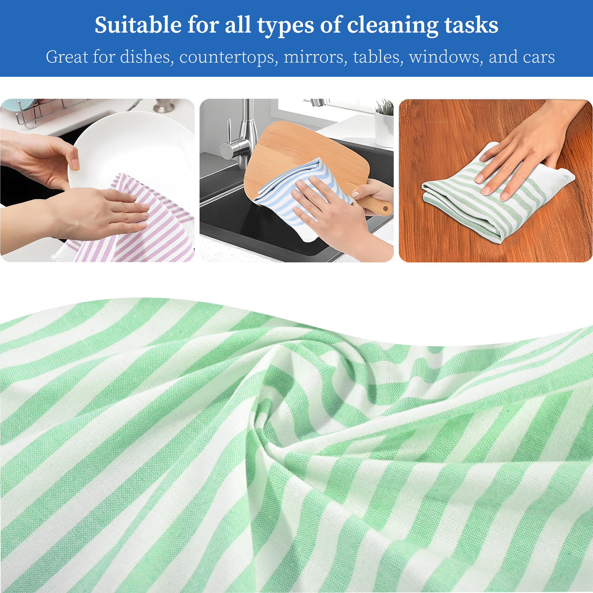 Kuber Industries 6 Pcs Cotton Cloth for Kitchen Platform  15x25 Inches Lining Hanky with Tassels  Multi-Purpose Use Napkins for Fridge Table and Home Cleaning  Multicolor