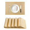6 Pcs PVC Dining Table Mats | 12x18 Inch Heat-Resistant Side Table Mat | Placemats for Spills &amp; Stains | Ideal for Tables in Homes &amp; Restaurants | Check CPG 3045 - Golden