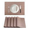 6 Pcs PVC Dining Table Mats | 12x18 Inch Heat-Resistant Side Table Mat | Placemats for Spills &amp; Stains | Ideal for Tables in Homes &amp; Restaurants | Diamond CPBD 3045 -Copper &amp; Black