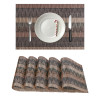 6 Pcs PVC Dining Table Mats | 12x18 Inch Heat-Resistant Side Table Mat | Placemats for Spills & Stains | Ideal for Tables in Homes & Restaurants | Multi Stripe CPMS 3045 - Brown