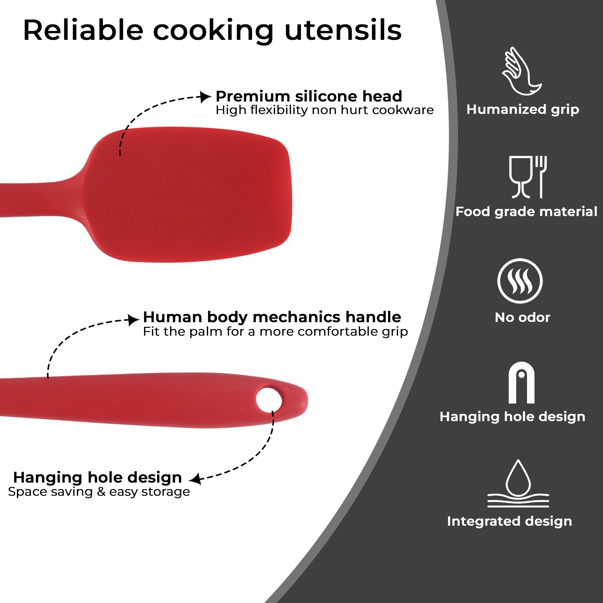 Kuber Industries 6 Pcs Silicone Nonstick Spatula Set  Heat Resistant Spatula for Kitchen  Kitchen Accessories Items for Cooking Baking  Mixing  HW-3-RD  Red