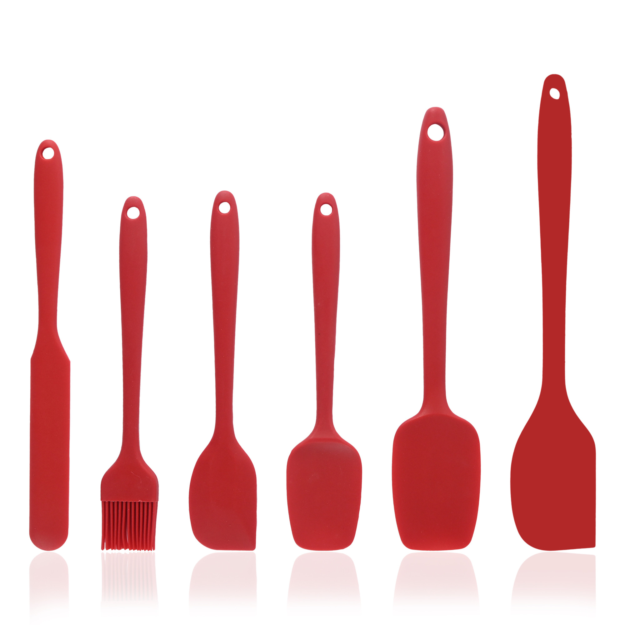 Kuber Industries 6 Pcs Silicone Nonstick Spatula Set  Heat Resistant Spatula for Kitchen  Kitchen Accessories Items for Cooking Baking  Mixing  HW-3-RD  Red