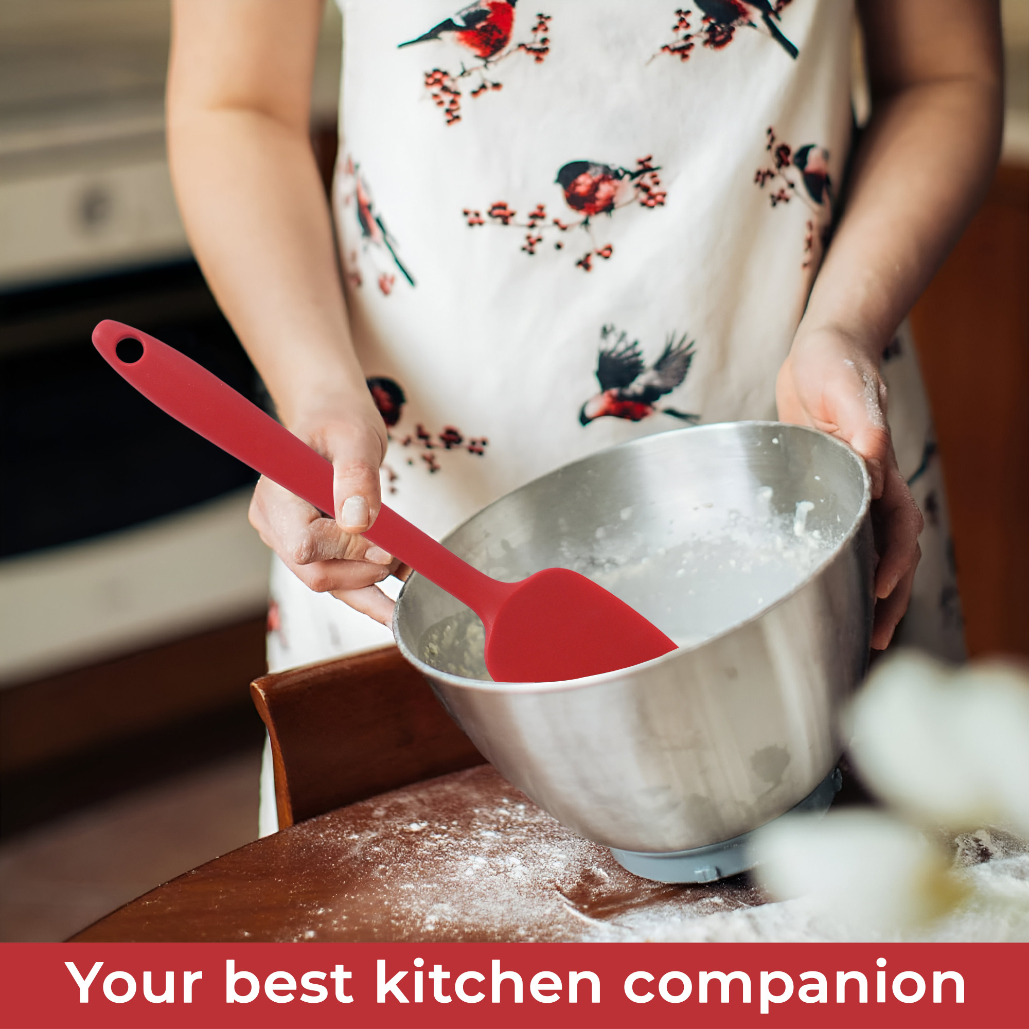 Kuber Industries 6 Pcs Silicone Nonstick Spatula Set  Heat Resistant Spatula for Kitchen  Kitchen Accessories Items for Cooking Baking  Mixing  HW-3-RD  Red