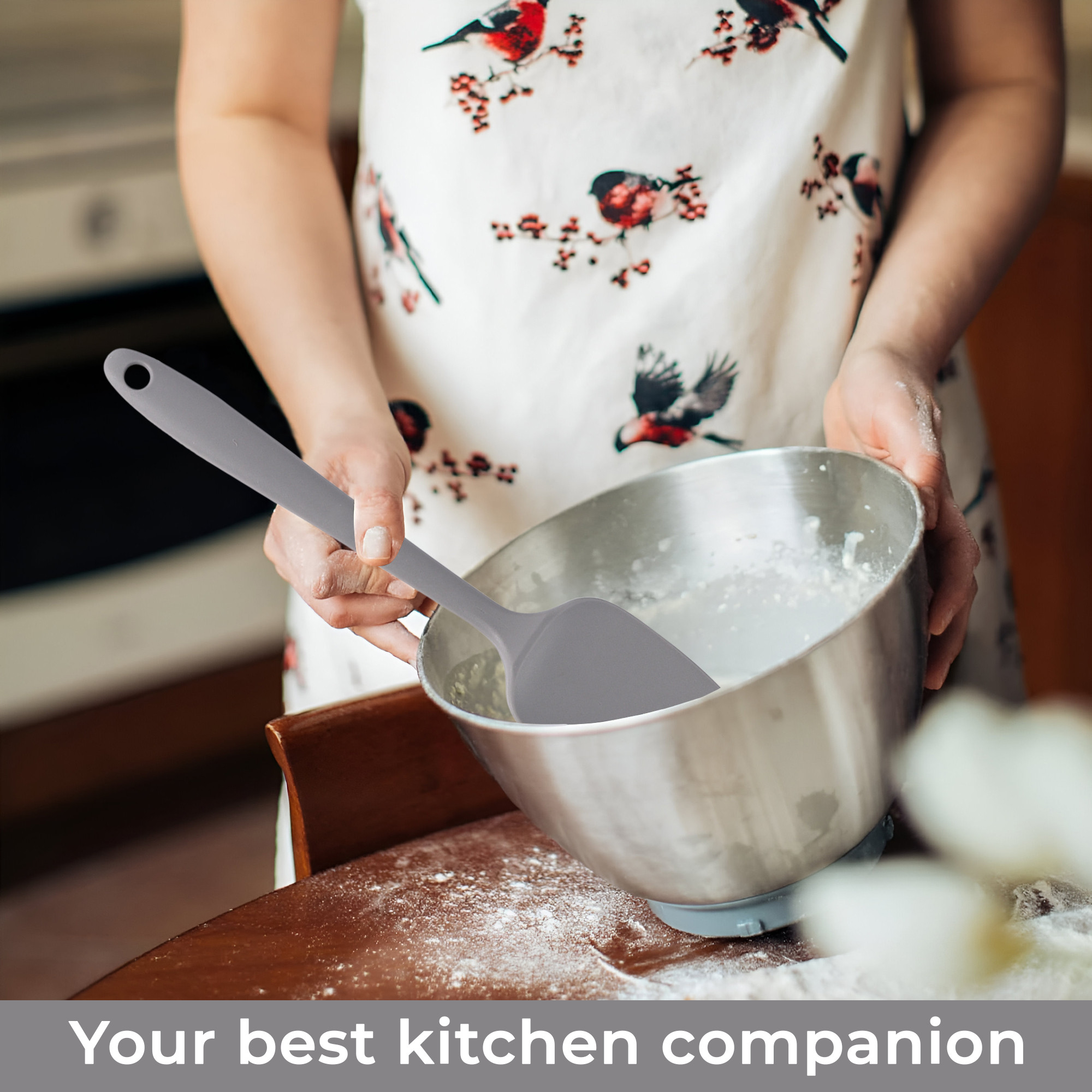 Kuber Industries 6 Pcs Silicone Nonstick Spatula Set  Heat Resistant Spatula for Kitchen  Kitchen Accessories Items for Cooking Baking  Mixing  HW-3-GRY  Grey