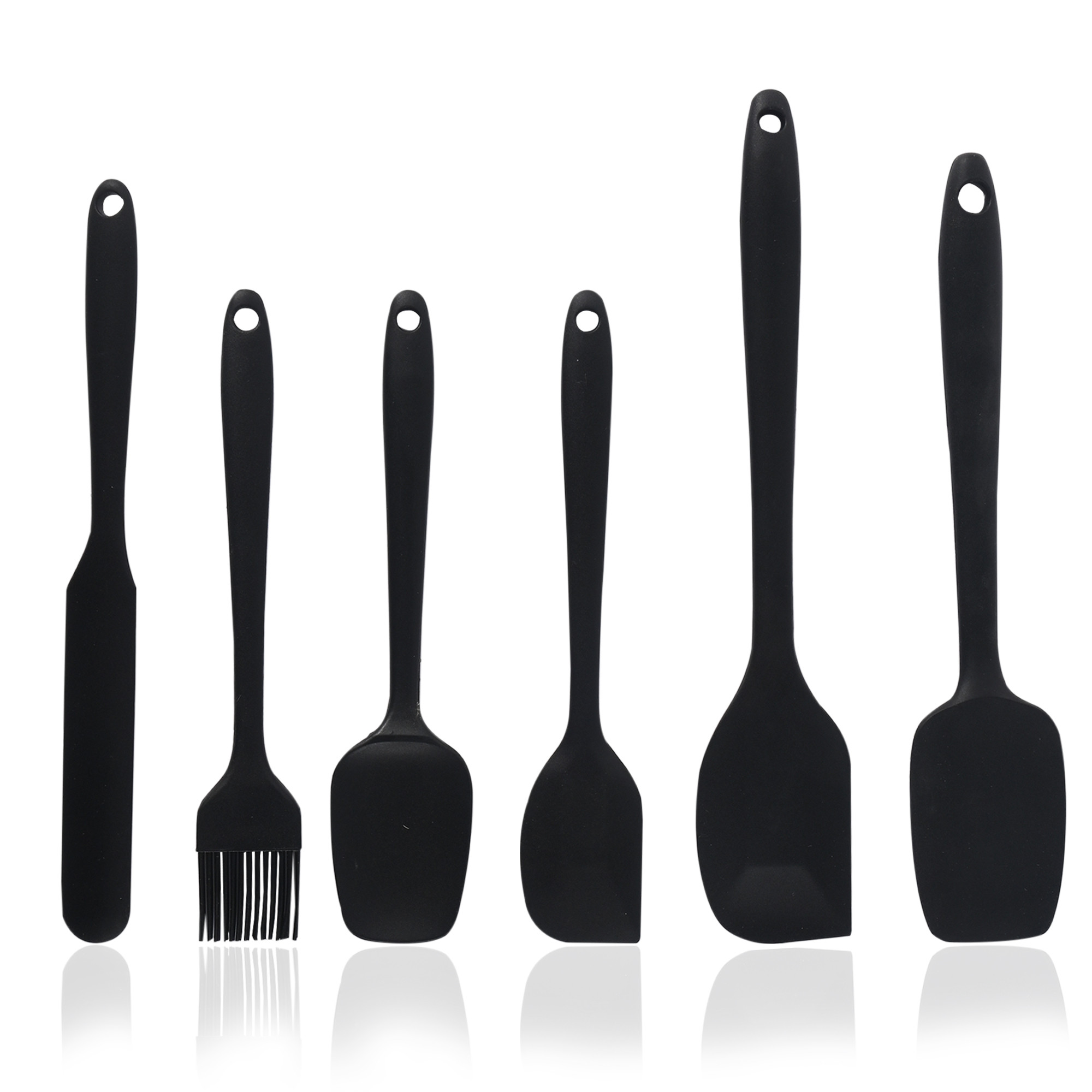 Kuber Industries 6 Pcs Silicone Nonstick Spatula Set  Heat Resistant Spatula for Kitchen  Kitchen Accessories Items for Cooking Baking  Mixing  HW-3-BLK  Black