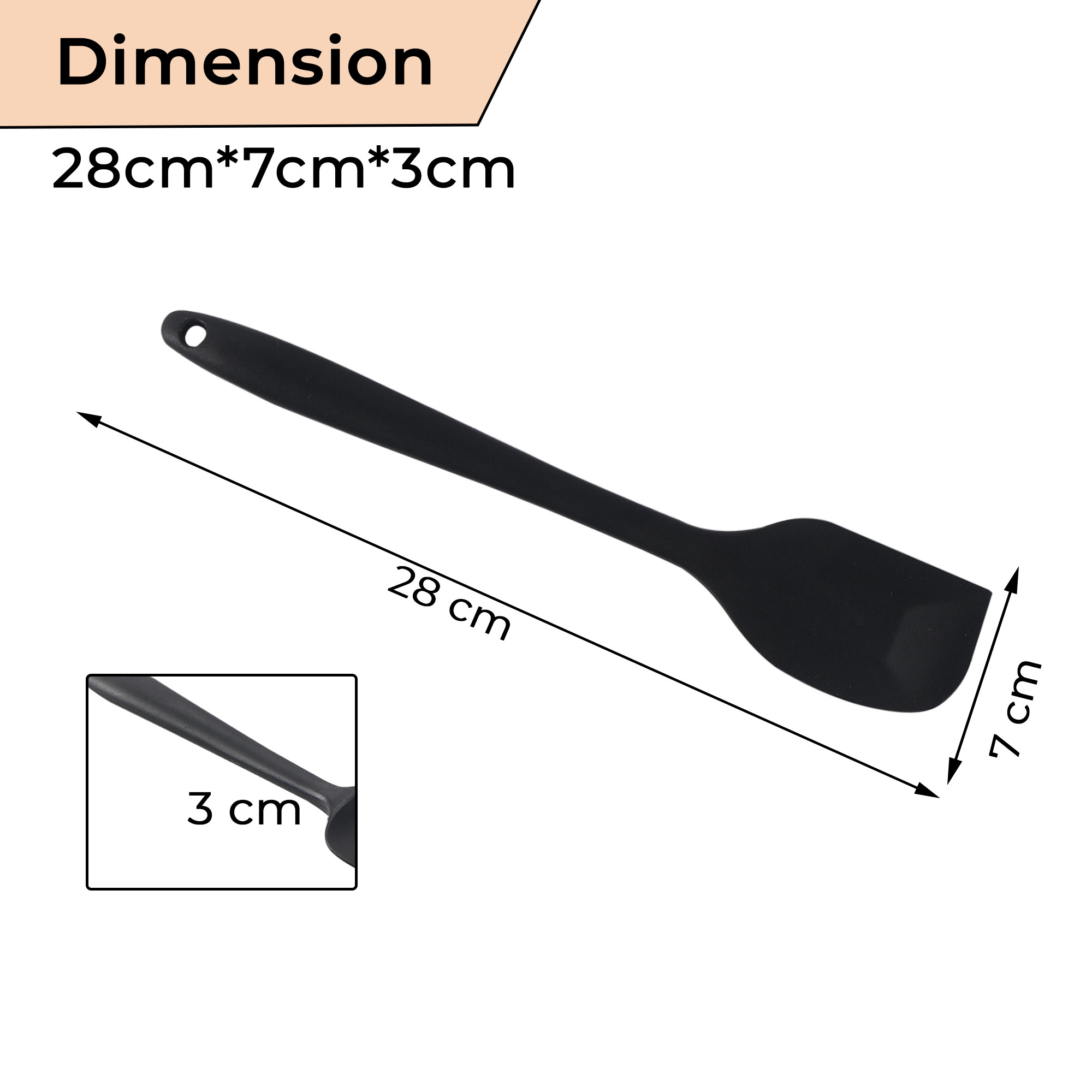 Kuber Industries 6 Pcs Silicone Nonstick Spatula Set  Heat Resistant Spatula for Kitchen  Kitchen Accessories Items for Cooking Baking  Mixing  HW-3-BLK  Black