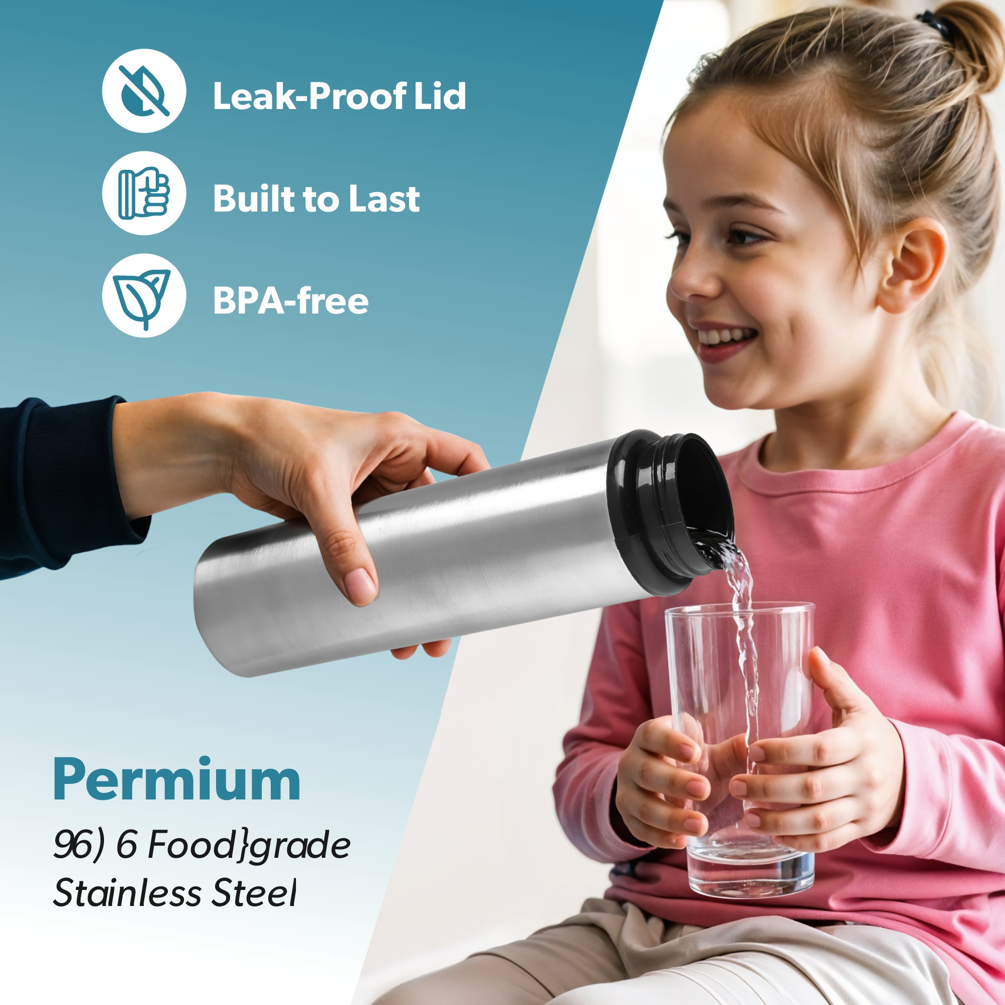 Kuber Industries 6 Pcs Stainless Steel 700 ml Water Bottle with Flip Top Cap  Single Walled and Rust Free Drinking Water Bottles for School Office and Gym  Leakproof and Easy to Carry  Silver