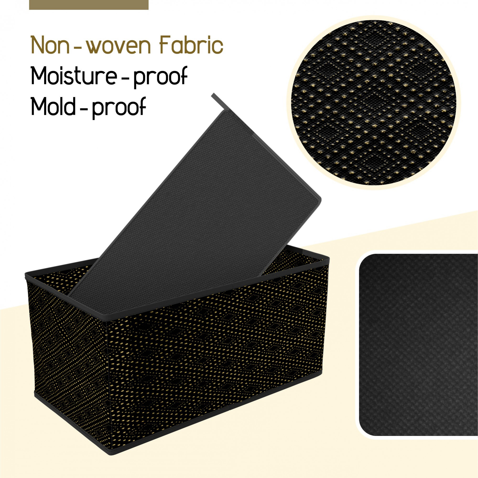 Kuber Industries 6 Piece Foldable Drawer Organizer  Wardrobe Organizer for Clothes  Storage Box for Socks Bra Tie and Scarfs  Stationary  Cabinet Organizer  Dot-Print  Black