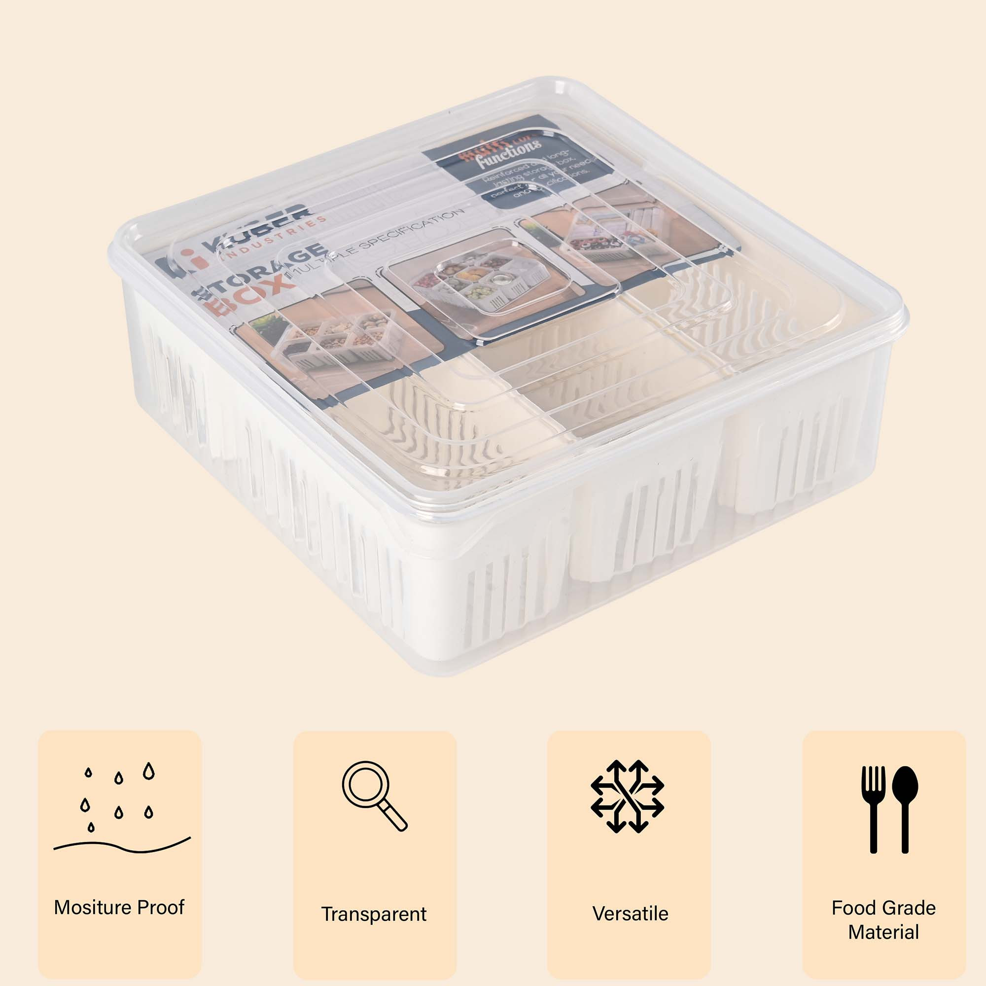 Kuber Industries 6 Piece Fridge Organizers Storage Box Set  Chopped Vegetable  Grocery Container For Refrigerators  Drawer  Kitchen Accessories Items Box  Transparent White