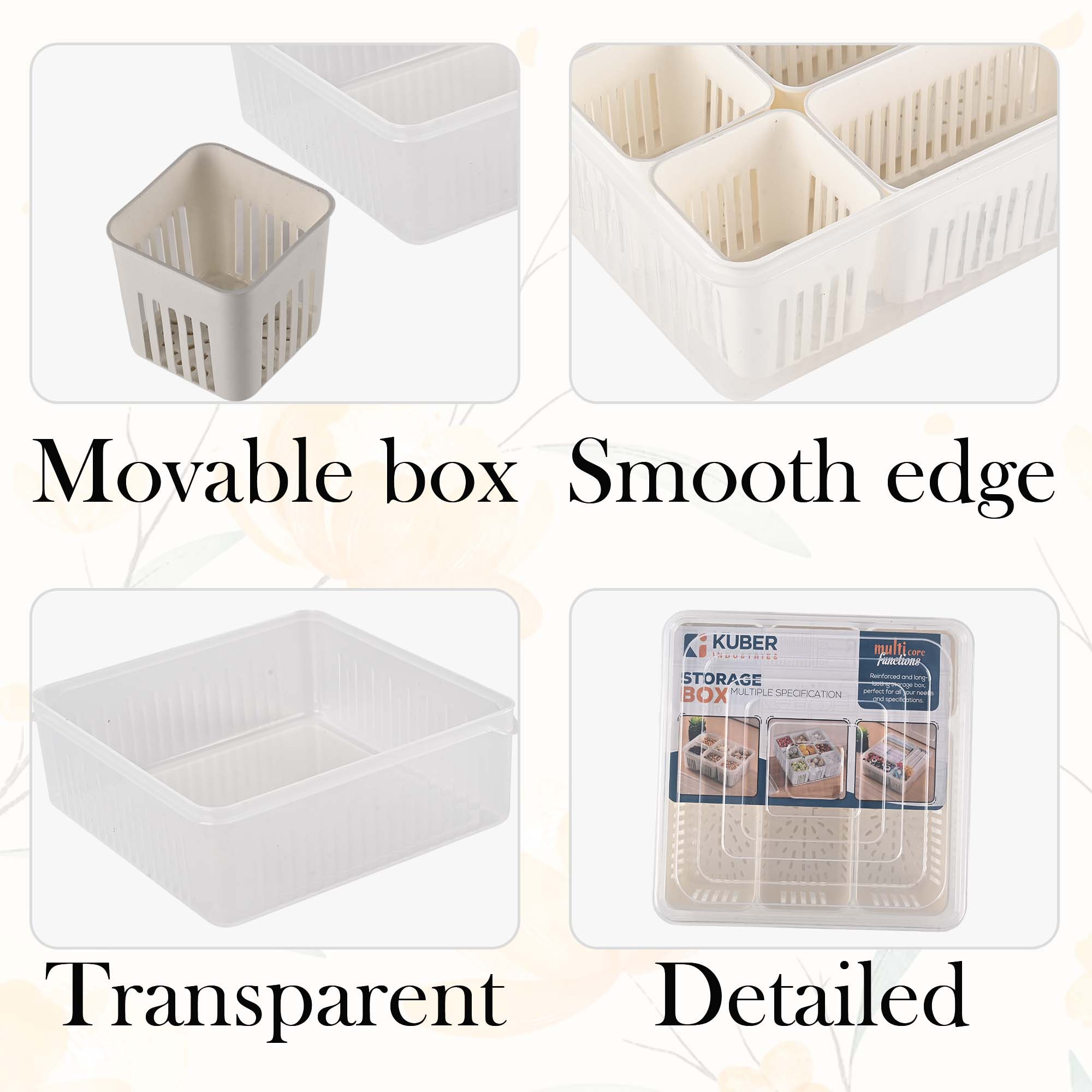 Kuber Industries 6 Piece Fridge Organizers Storage Box Set  Chopped Vegetable  Grocery Container For Refrigerators  Drawer  Kitchen Accessories Items Box  Transparent White