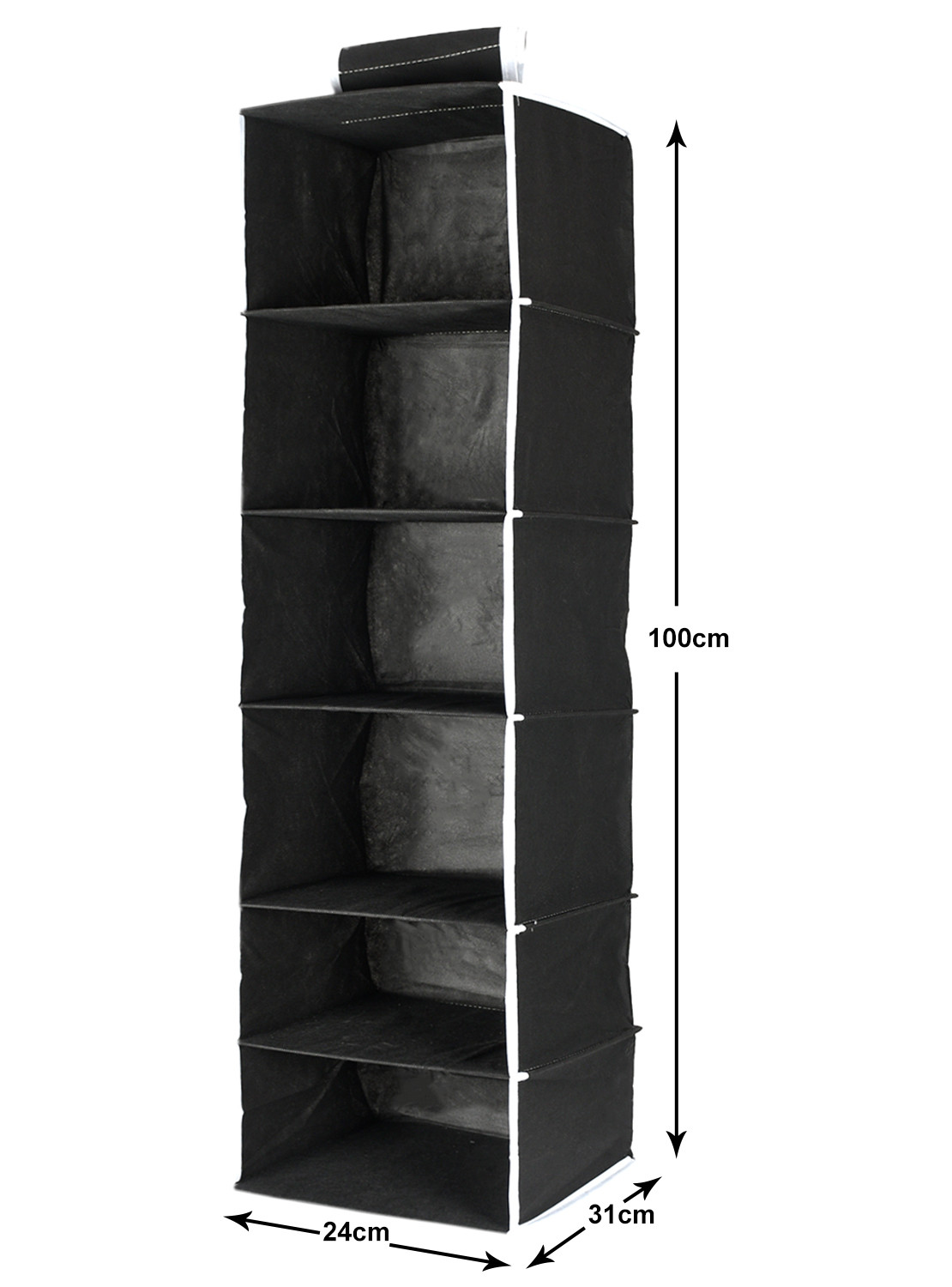 Kuber Industries 6 Shelf Closet Hanging Organizer/ Wardrobe Organizer For Clothes Storage (Black)
