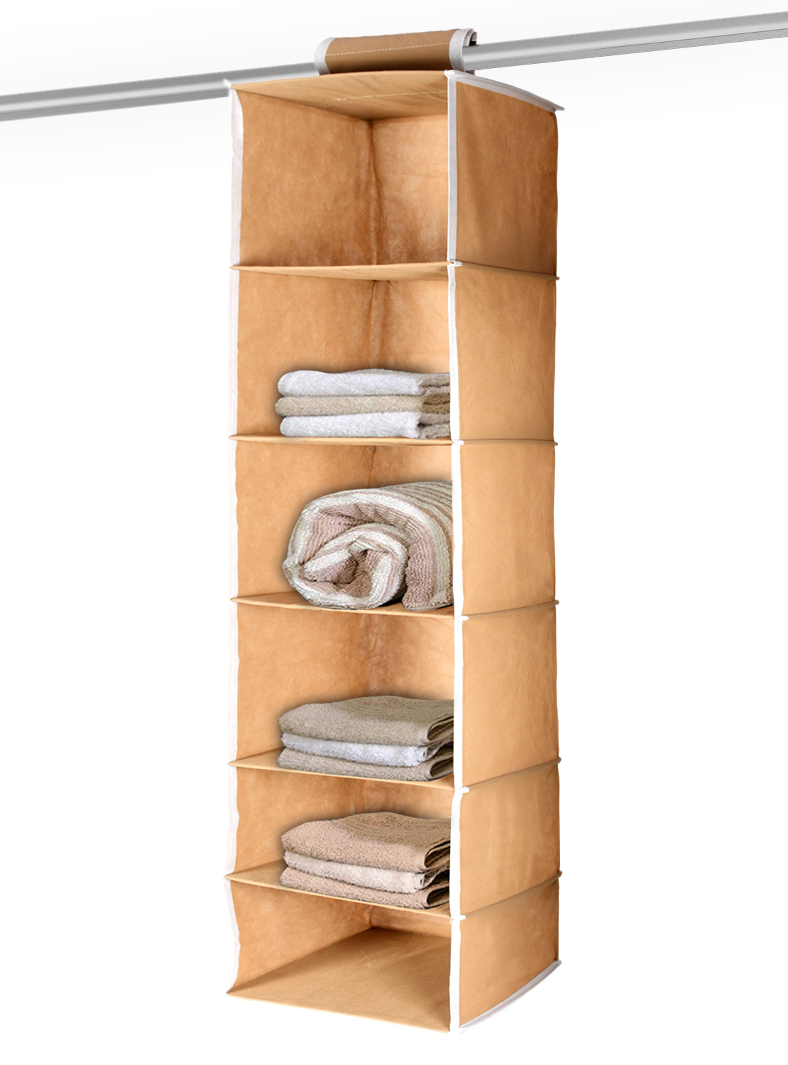 Kuber Industries 6 Shelf Closet Hanging Organizer/ Wardrobe Organizer For Clothes Storage (Brown)