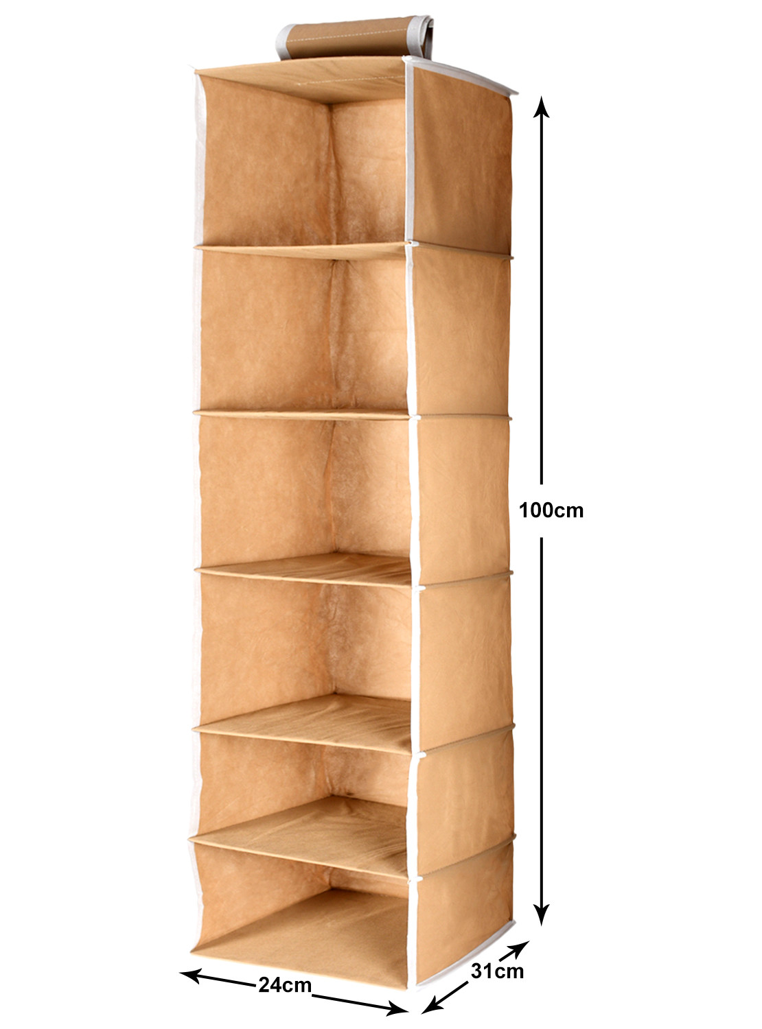 Kuber Industries 6 Shelf Closet Hanging Organizer/ Wardrobe Organizer For Clothes Storage (Brown)