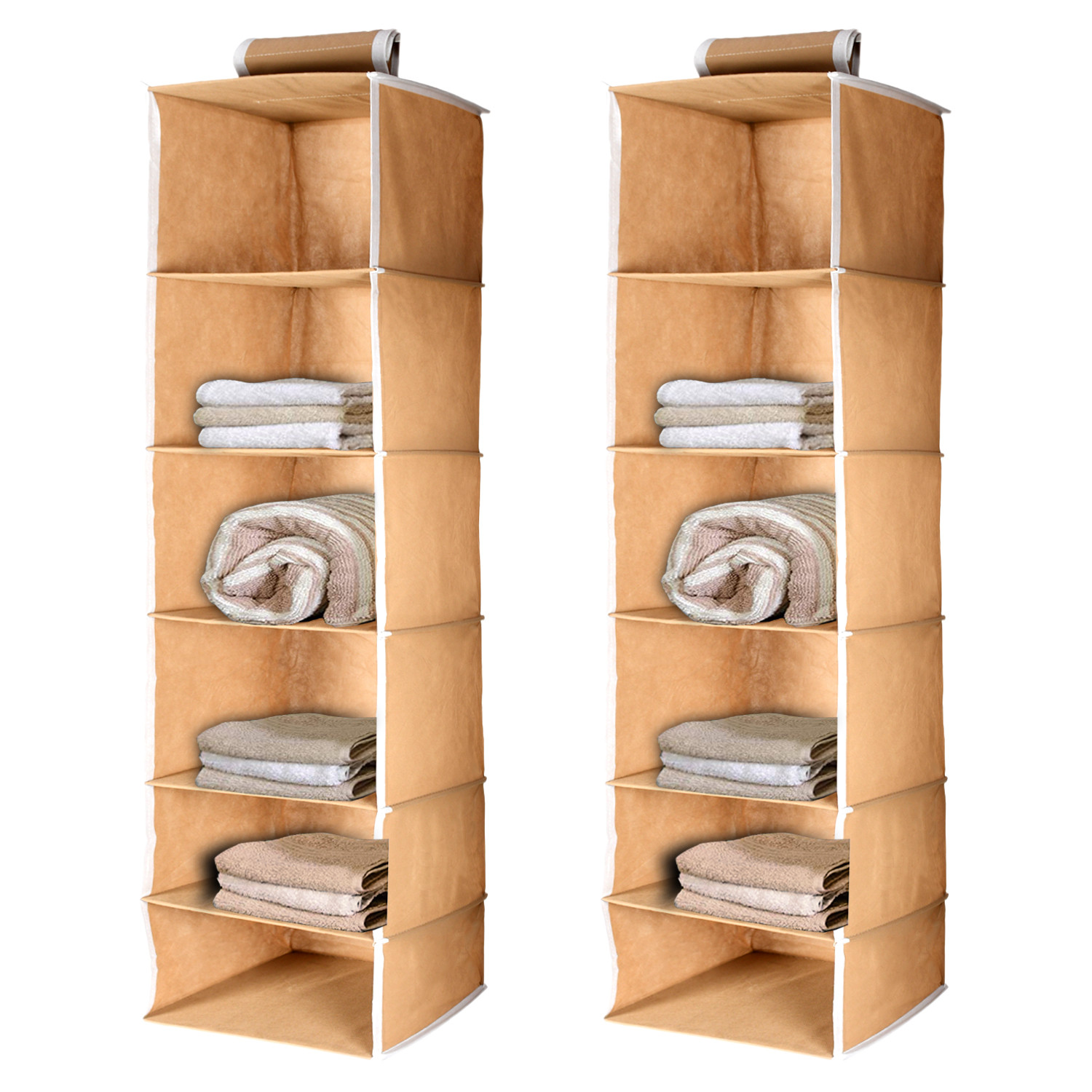 Kuber Industries 6 Shelf Closet Hanging Organizer/ Wardrobe Organizer For Clothes Storage (Brown)