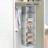 Kuber Industries 6 Shelf Closet Hanging Organizer/ Wardrobe Organizer For Clothes Storage (Grey)