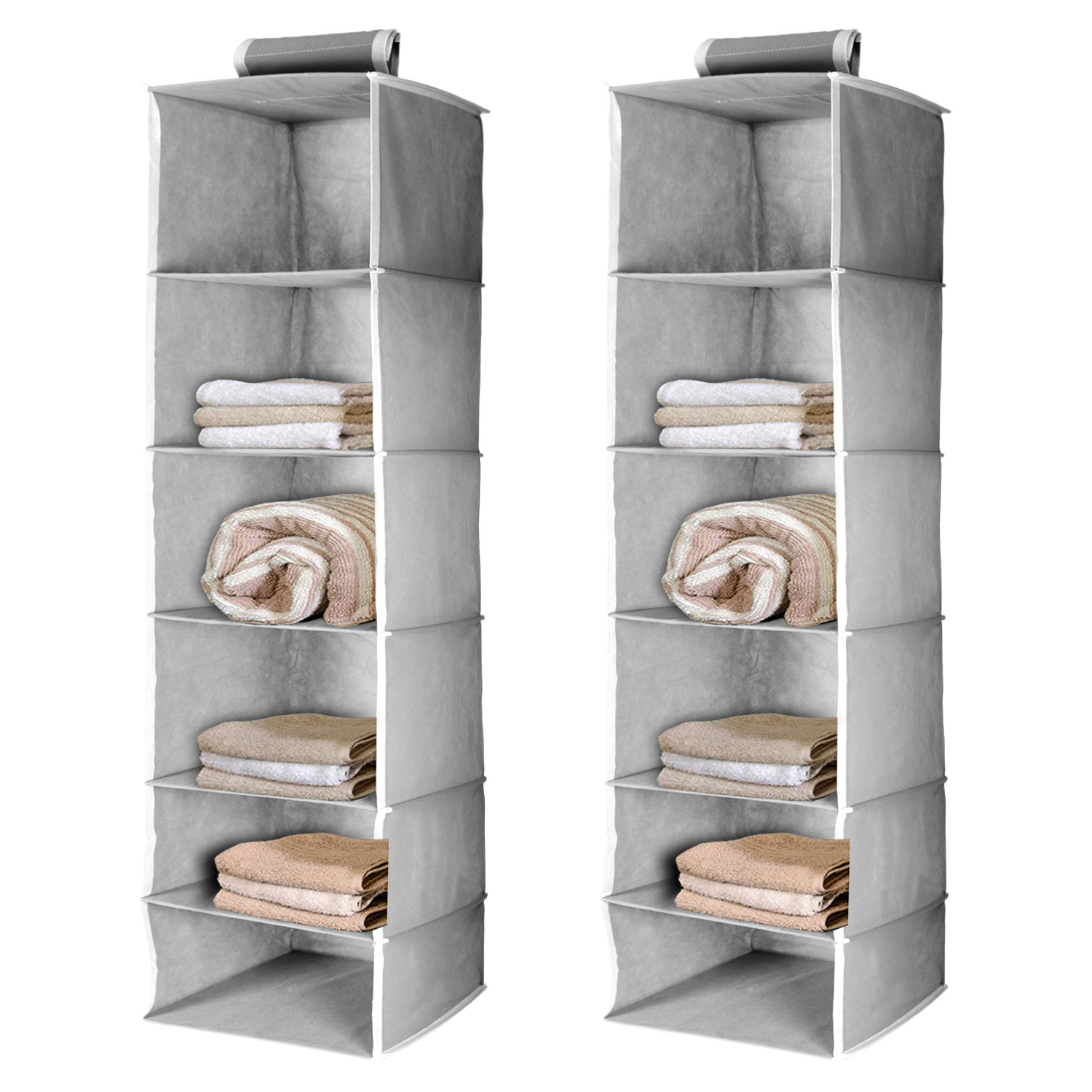 Kuber Industries 6 Shelf Closet Hanging Organizer/ Wardrobe Organizer For Clothes Storage (Grey)