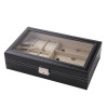 Kuber Industries 6 Slot Watch Storage Box With 3 Slot Glasses organizer|Black|