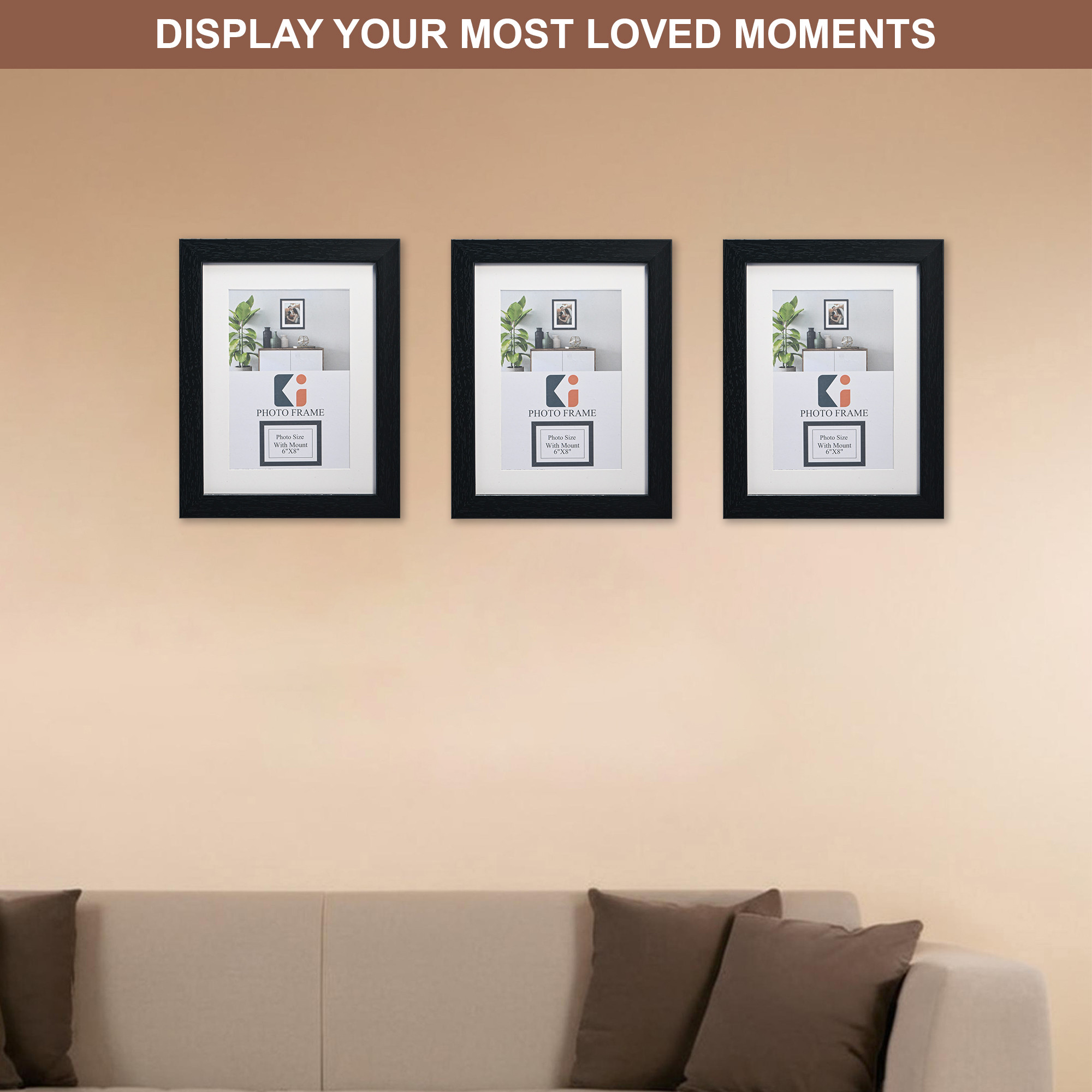 Kuber Industries 6 x 8 Inches Medium Photo Frame Set of 5  Plexi Glass  Black Frames for Hanging Wall Decor  Photoframe for Living Room Bedroom Wall Home and Office Decor