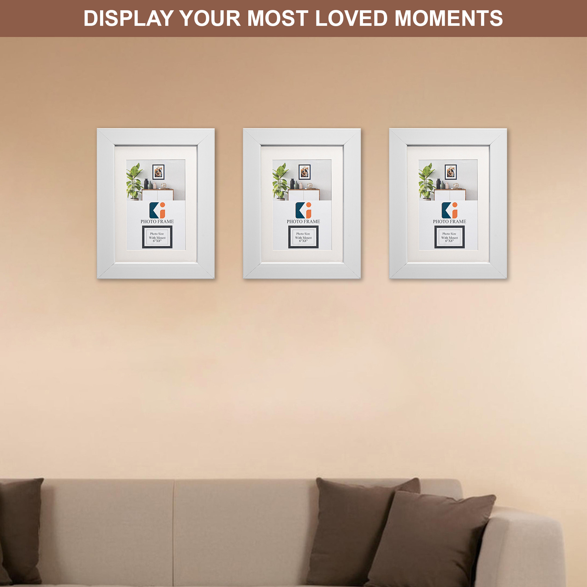 Kuber Industries 6 x 8 Inches Medium Photo Frame Set of 6  Plexi Glass  White Photo Frame for Hanging Wall Decor  Photoframe for Living Room Bedroom Wall Home and Office Decor