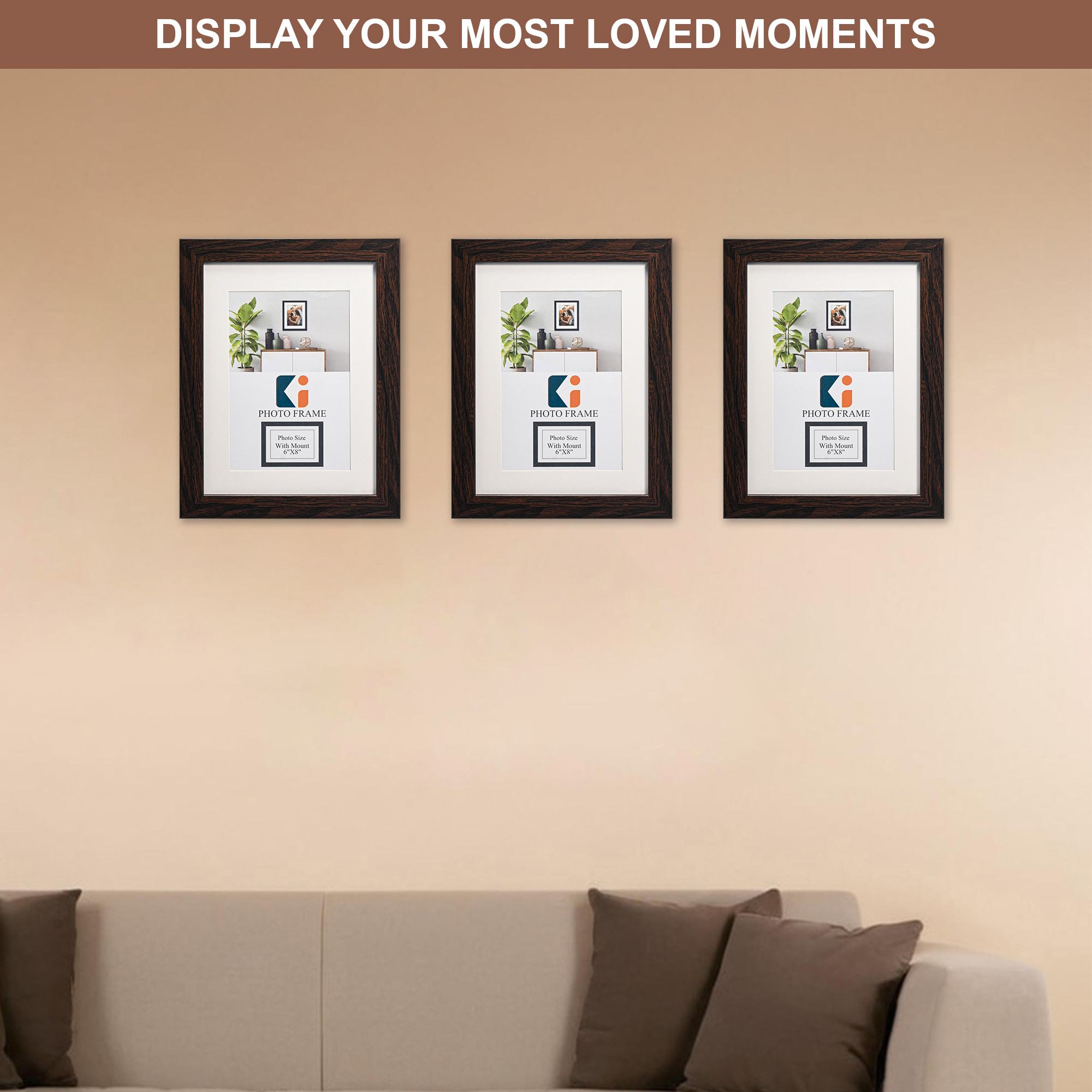 Kuber Industries 6 x 8 Inches Medium Photo Frame Set of 6 for Hanging Wall Decor  Plexi Glass  Picture Frames for Home Decor and Office  Photoframe for Living Room and Bedroom Wall  Brown