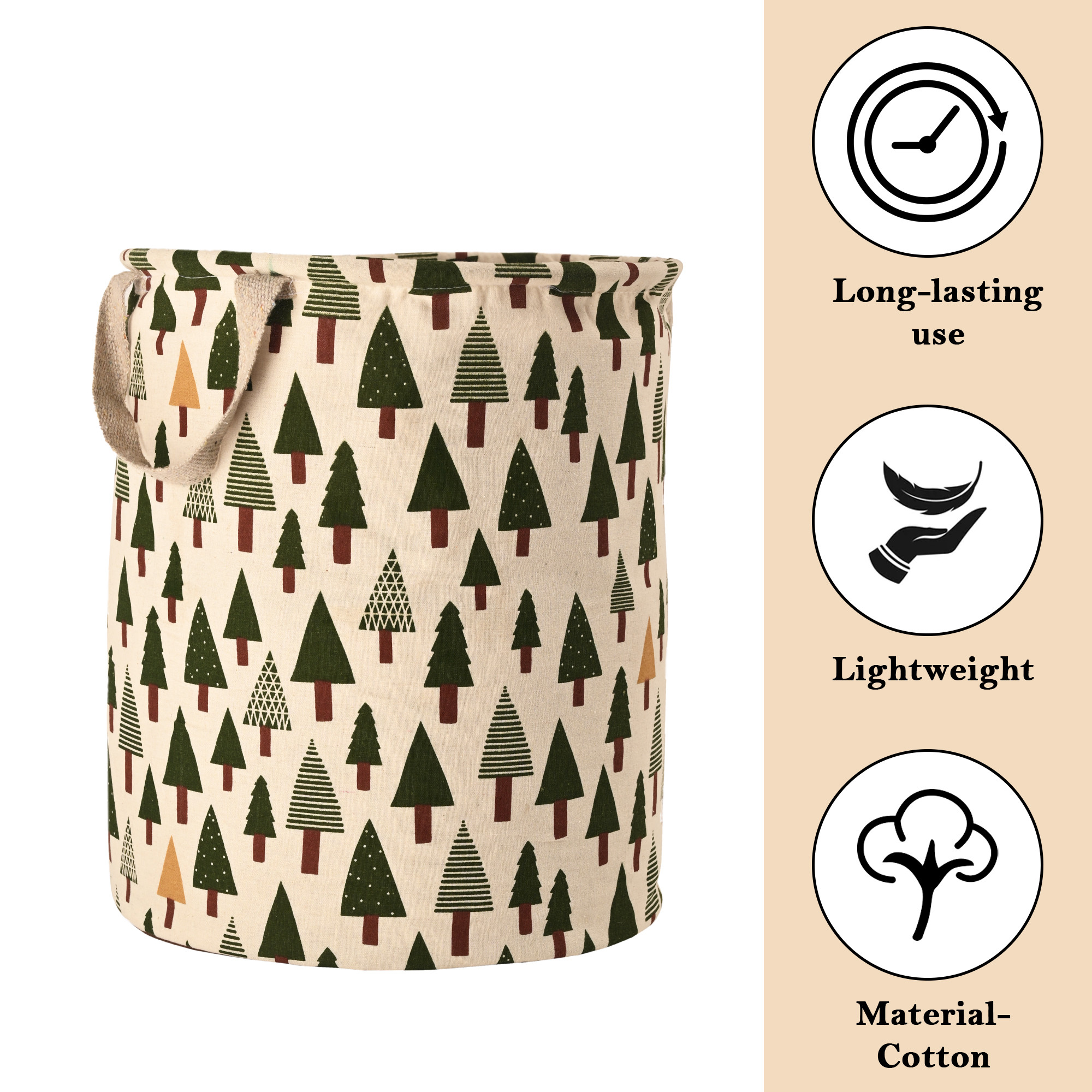 Kuber Industries 60 LTR Foldable  Portable Laundry Basket for Clothes with Carry Handles  Durable  Easy To Clean Laundry Towel  Toy Bag for Kids Storage  Tree Print- Green