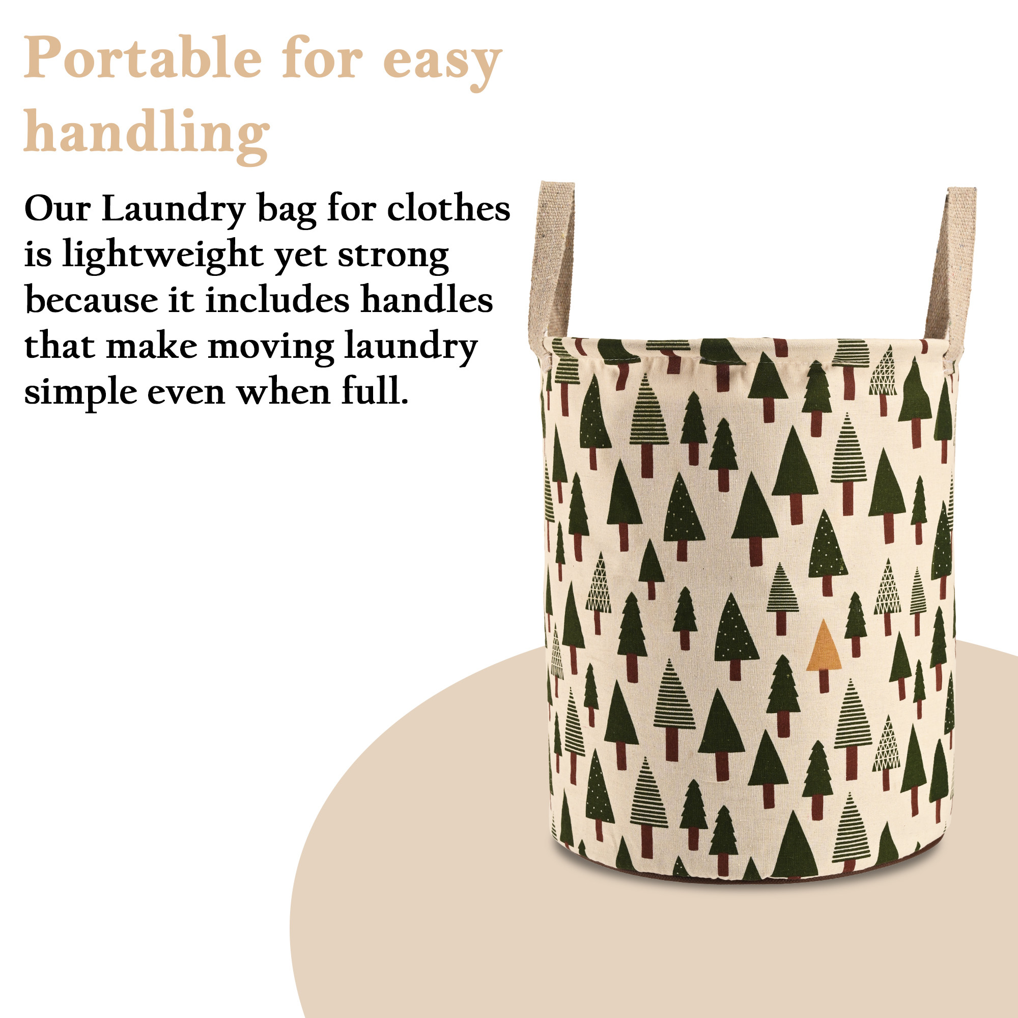 Kuber Industries 60 LTR Foldable  Portable Laundry Basket for Clothes with Carry Handles  Durable  Easy To Clean Laundry Towel  Toy Bag for Kids Storage  Tree Print- Green