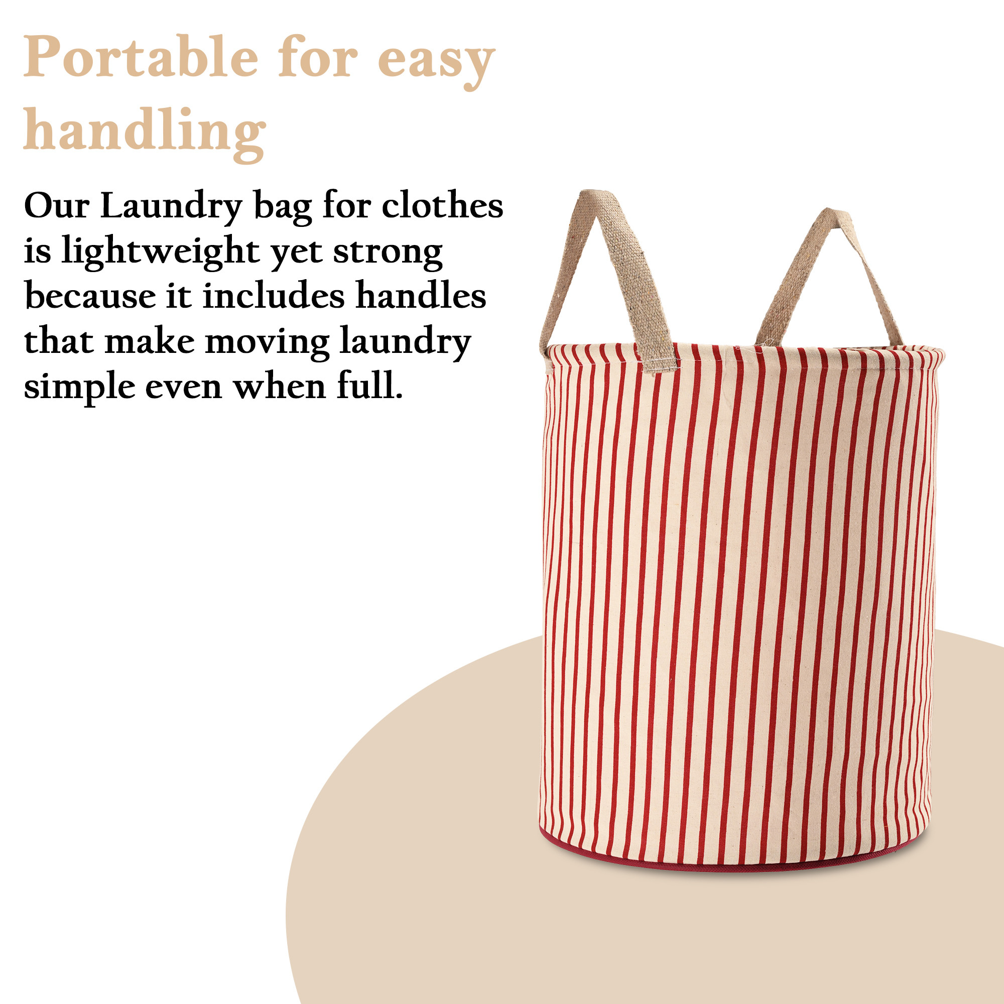 Kuber Industries 60 LTR Foldable  Portable Laundry Basket for Clothes with Carry Handles  Durable  Easy To Clean Laundry Towel  Toy Bag for Kids Storage  Lining- Maroon