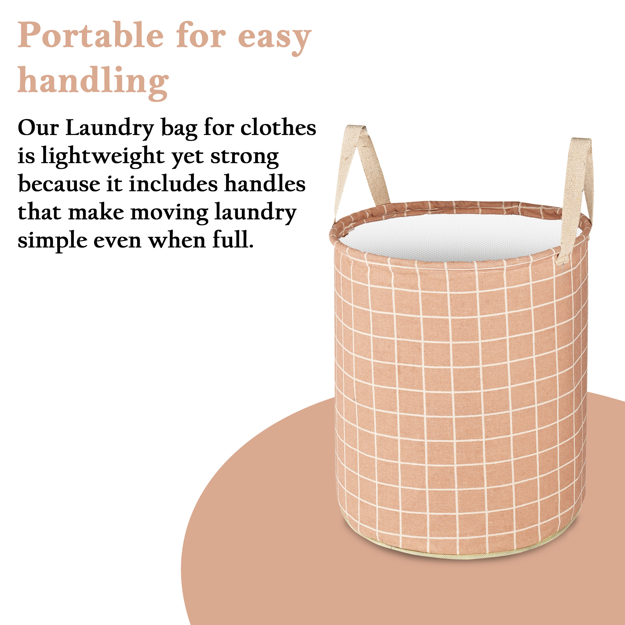 Kuber Industries 60 LTR Foldable  Portable Laundry Basket for Clothes with Carry Handles  Durable  Easy To Clean Laundry Towel  Toy Bag for Kids Storage  Check- Brown
