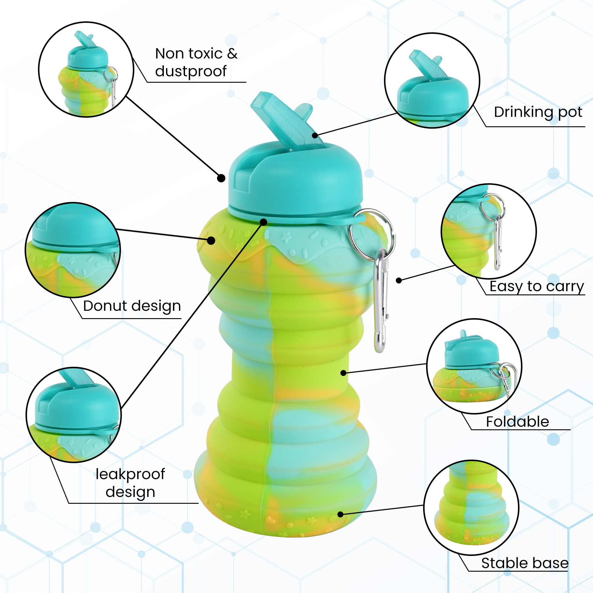 Kuber Industries 600 ml Collapsible Silicone Water Bottle With Flip Cap  Lightweight  Portable School Water Bottle - Ideal For Travel  Gym  Green