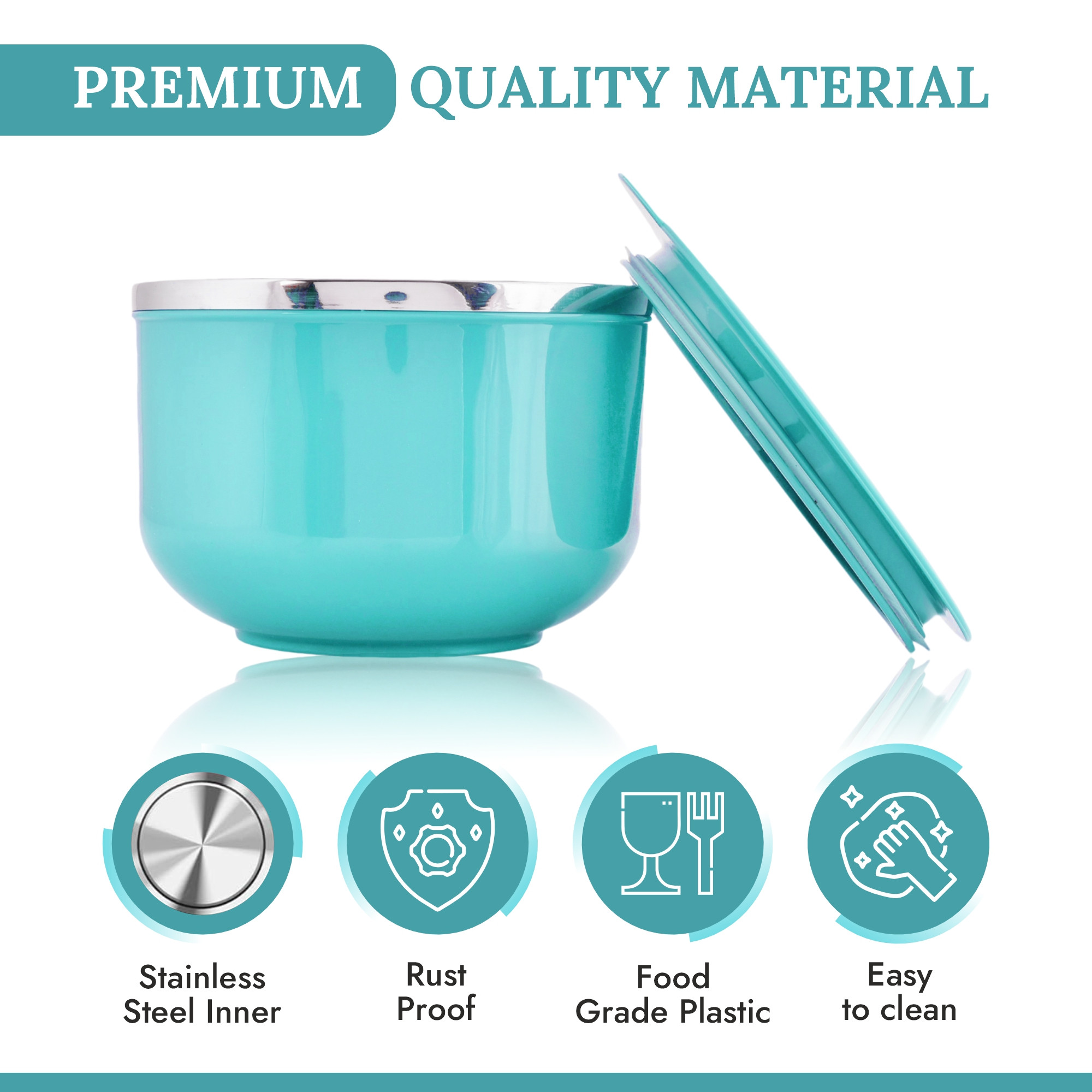 Kuber Industries 600ml Airtight-Lid Stainless Steel Soup Bowl with Spoon  Holder  Leakproof Food Container for Noodles Pasta  Milk  Maggie Bowl  Souptok for Eating  Blue