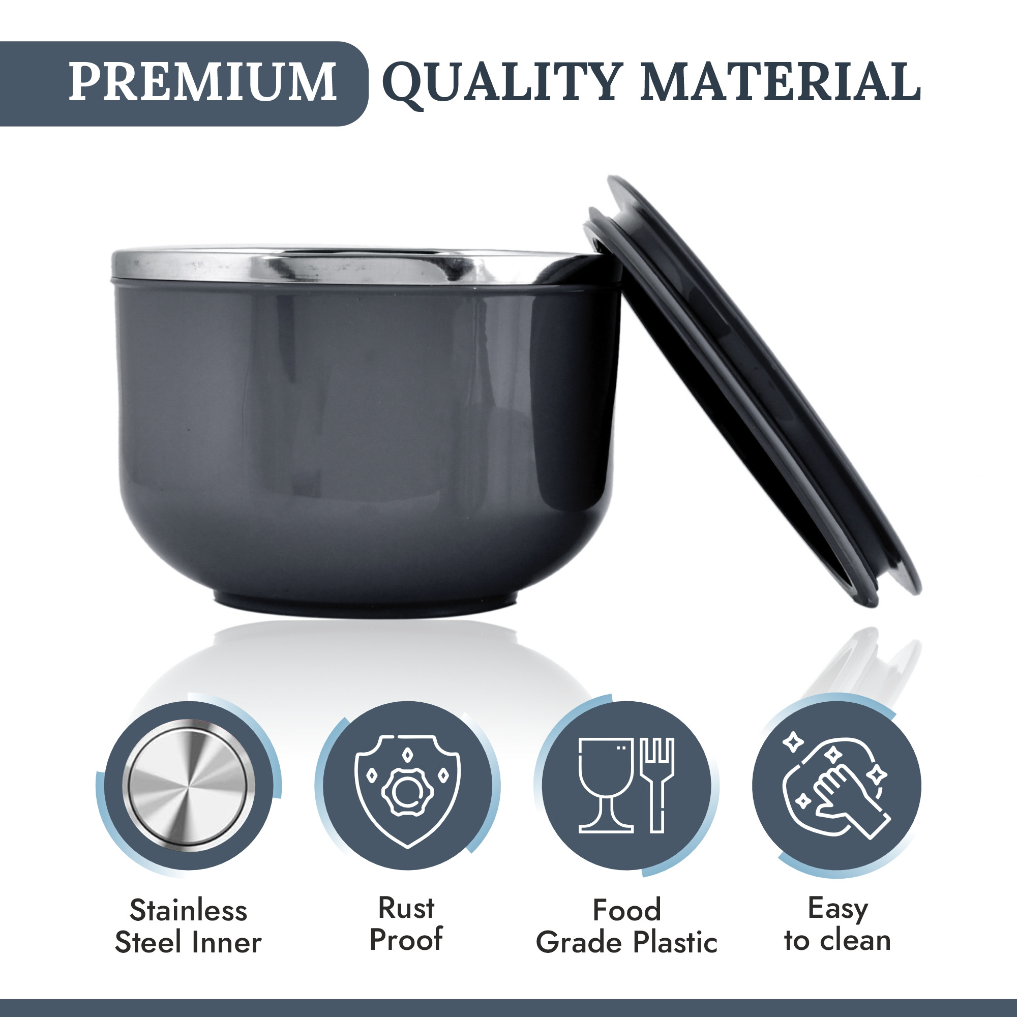 Kuber Industries 600ml Airtight-Lid Stainless Steel Soup Bowl with Spoon  Holder  Leakproof Food Container for Noodles Pasta  Milk  Maggie Bowl  Souptok for Eating  Grey