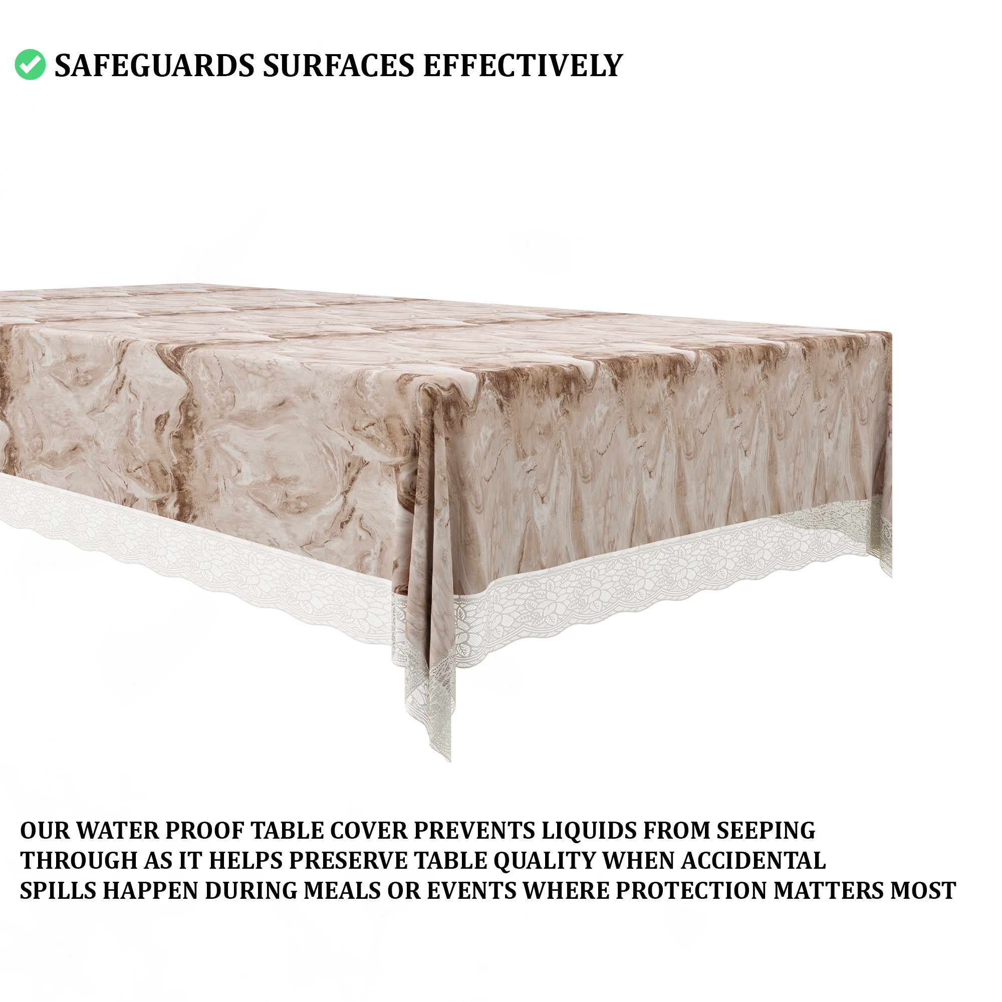 Kuber Industries 60x108 Inch PVC Dining Table Cover 8 Seater  Waterproof  Dustproof Table Protector Cloth For Home  Wipeable Table Sheet for Restaurant  Marble Print - Brown