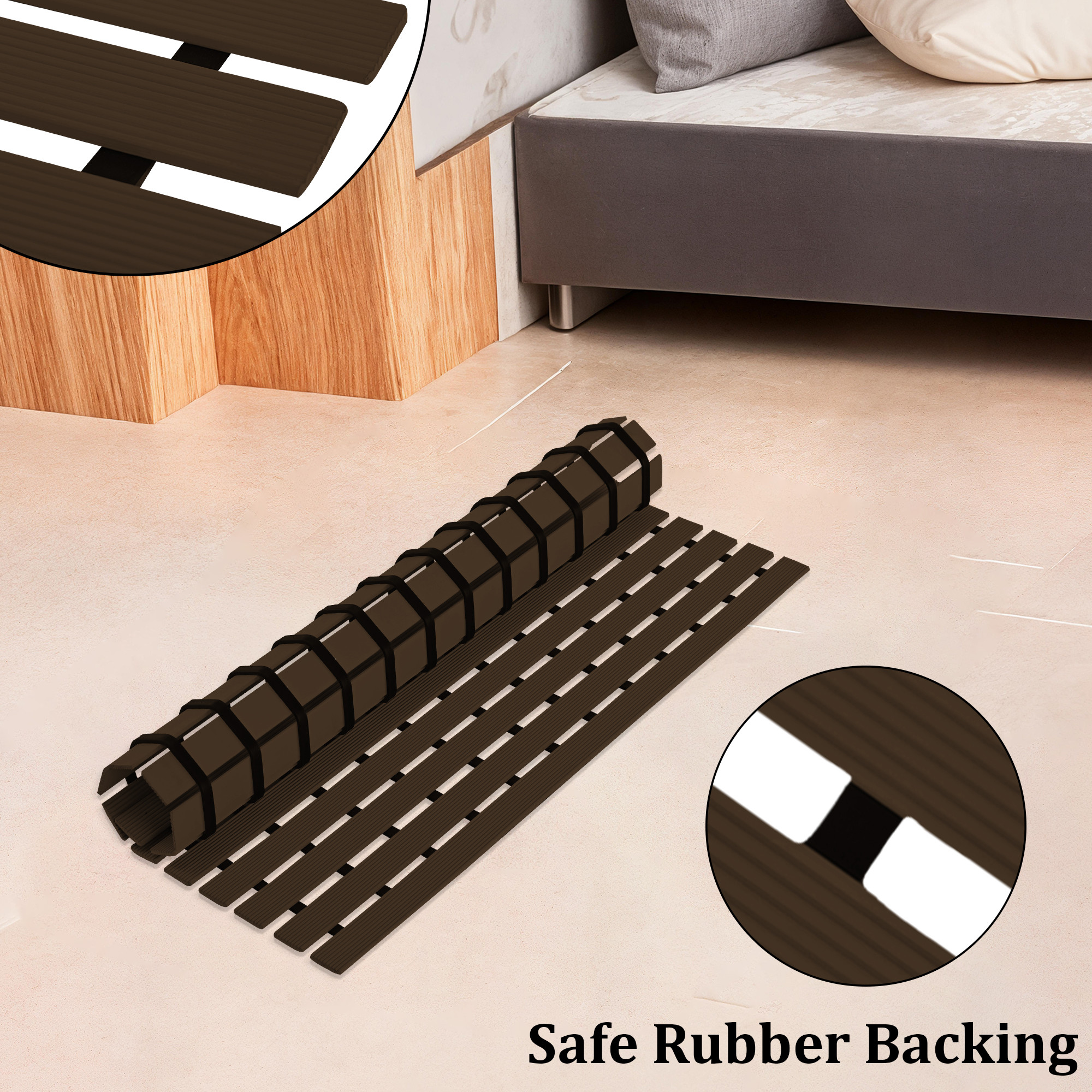 Kuber Industries 60x40 cm Anti-Skid Mat for Bathroom with Rubber Base  Shower Mats for Bathroom Anti Slip  Foot Mat for Preventing Slips  Falls in Wet Areas  Stripe Design - Brown