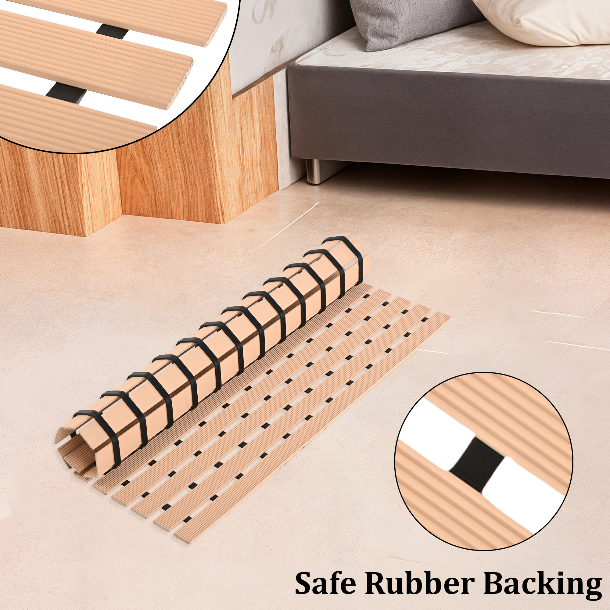 Kuber Industries 60x40 cm Anti-Skid Mat for Bathroom with Rubber Base  Shower Mats for Bathroom Anti Slip  Foot Mat for Preventing Slips  Falls in Wet Areas  Stripe Design - Beige