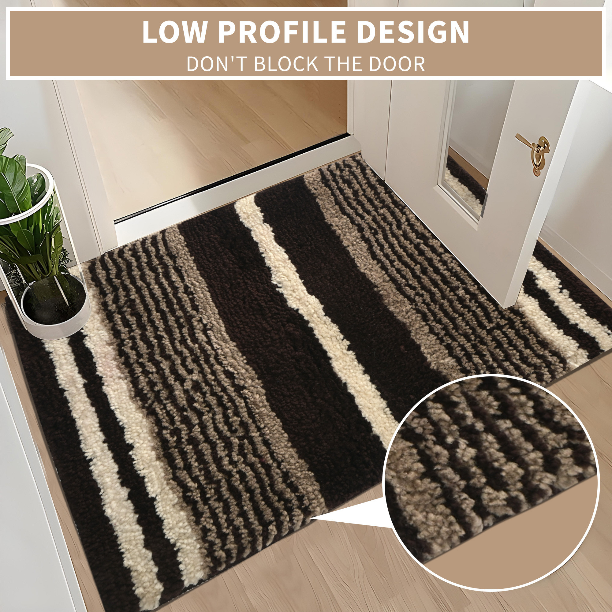 Kuber Industries 60x40 cm Microfiber Water Absorbent Bathroom Mats Anti Slip  Door Mats for Bathroom Entrance  Soft Comfort for Feet Keeps Floor Dry  Safe  Lining - Brown  White