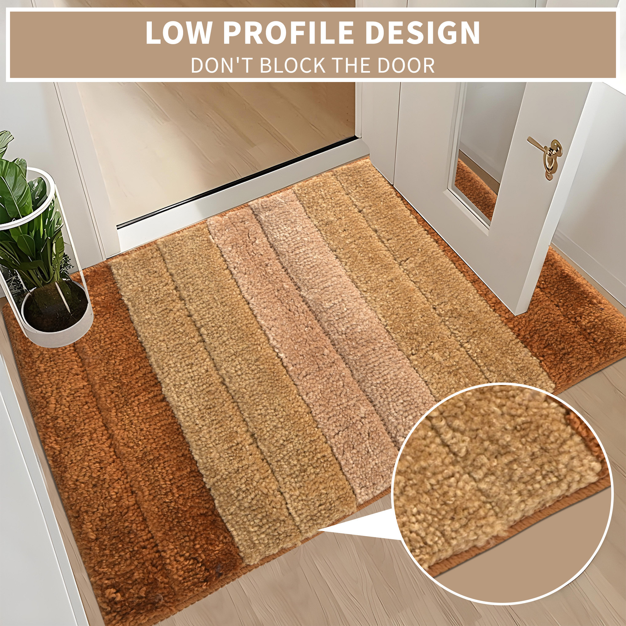 Kuber Industries 60x40 cm Microfiber Water Absorbent Bathroom Mats Anti Slip  Door Mats for Bathroom Entrance  Soft Comfort for Feet Keeps Floor Dry  Safe  Golden  Brown