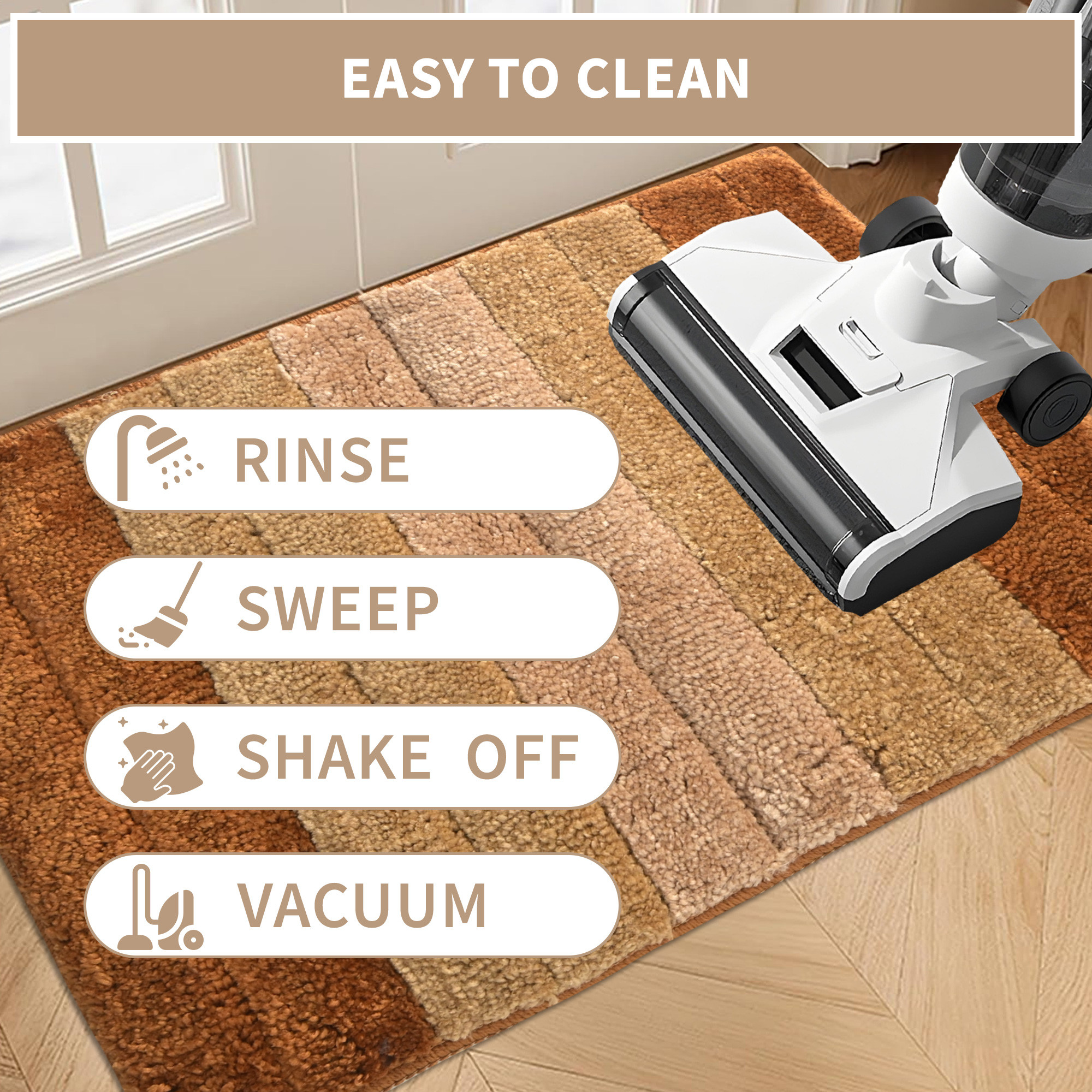 Kuber Industries 60x40 cm Microfiber Water Absorbent Bathroom Mats Anti Slip  Door Mats for Bathroom Entrance  Soft Comfort for Feet Keeps Floor Dry  Safe  Golden  Brown