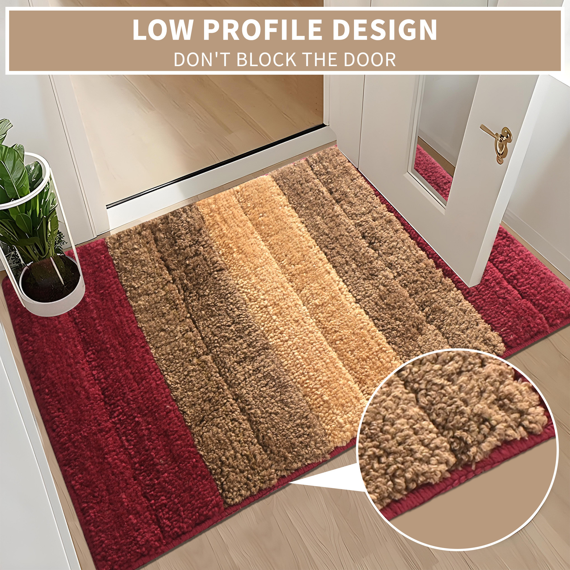 Kuber Industries 60x40 cm Microfiber Water Absorbent Bathroom Mats Anti Slip  Door Mats for Bathroom Entrance  Soft Comfort for Feet Keeps Floor Dry  Safe  Maroon  Brown