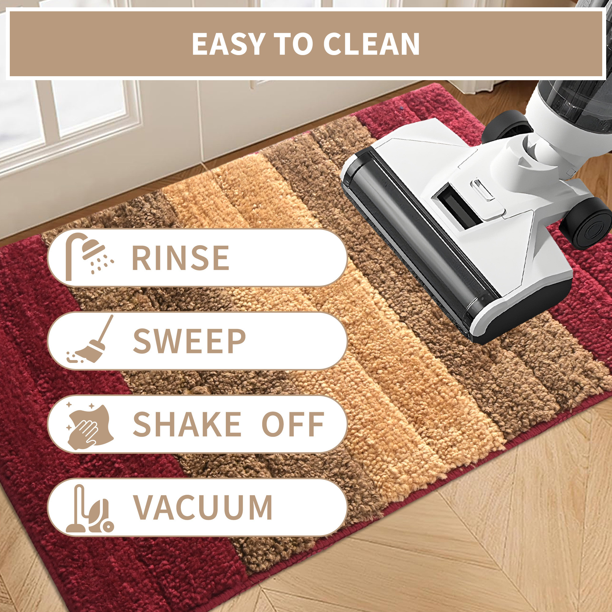 Kuber Industries 60x40 cm Microfiber Water Absorbent Bathroom Mats Anti Slip  Door Mats for Bathroom Entrance  Soft Comfort for Feet Keeps Floor Dry  Safe  Maroon  Brown