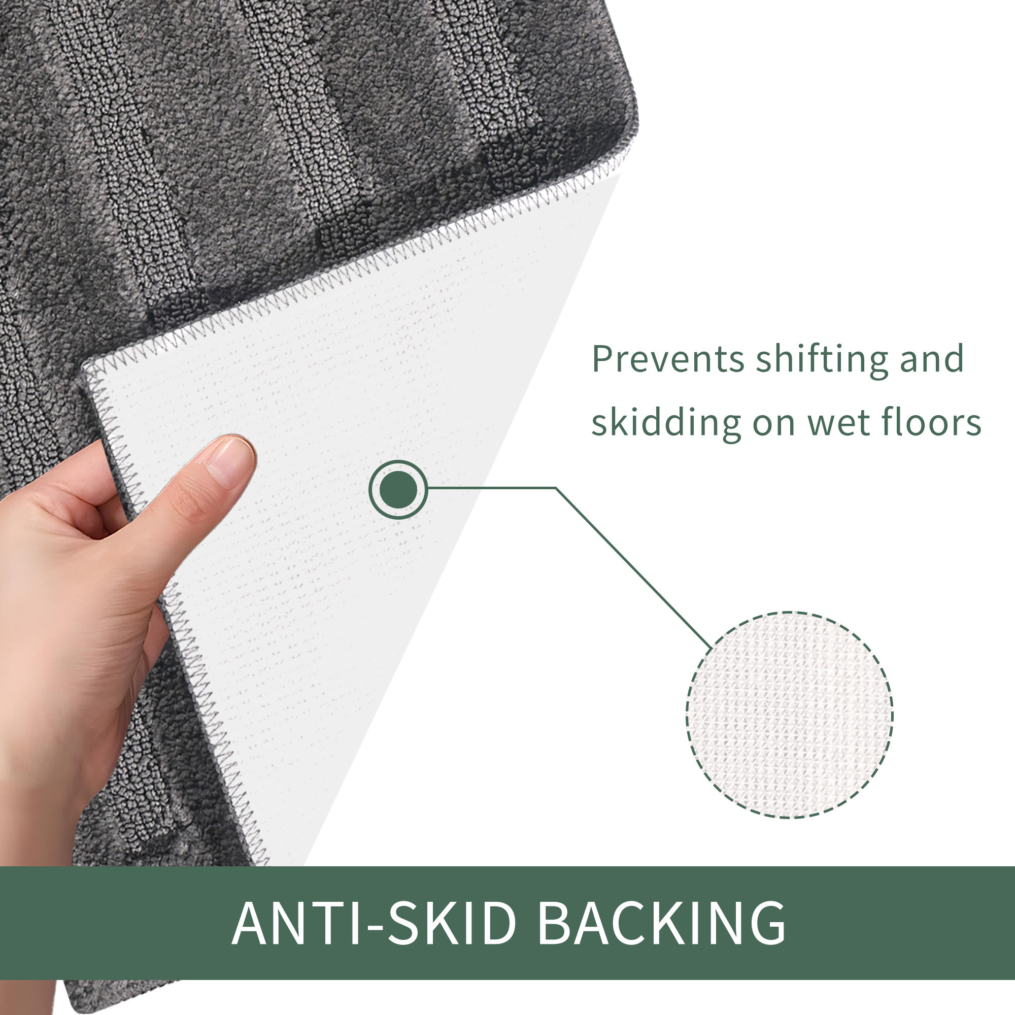 Kuber Industries 60x40 cm Microfiber Water Absorbent Bathroom Mats Anti Slip  Door Mats for Bathroom Entrance  Soft Comfort for Feet Keeps Floor Dry  Safe  Micro Lining - Grey