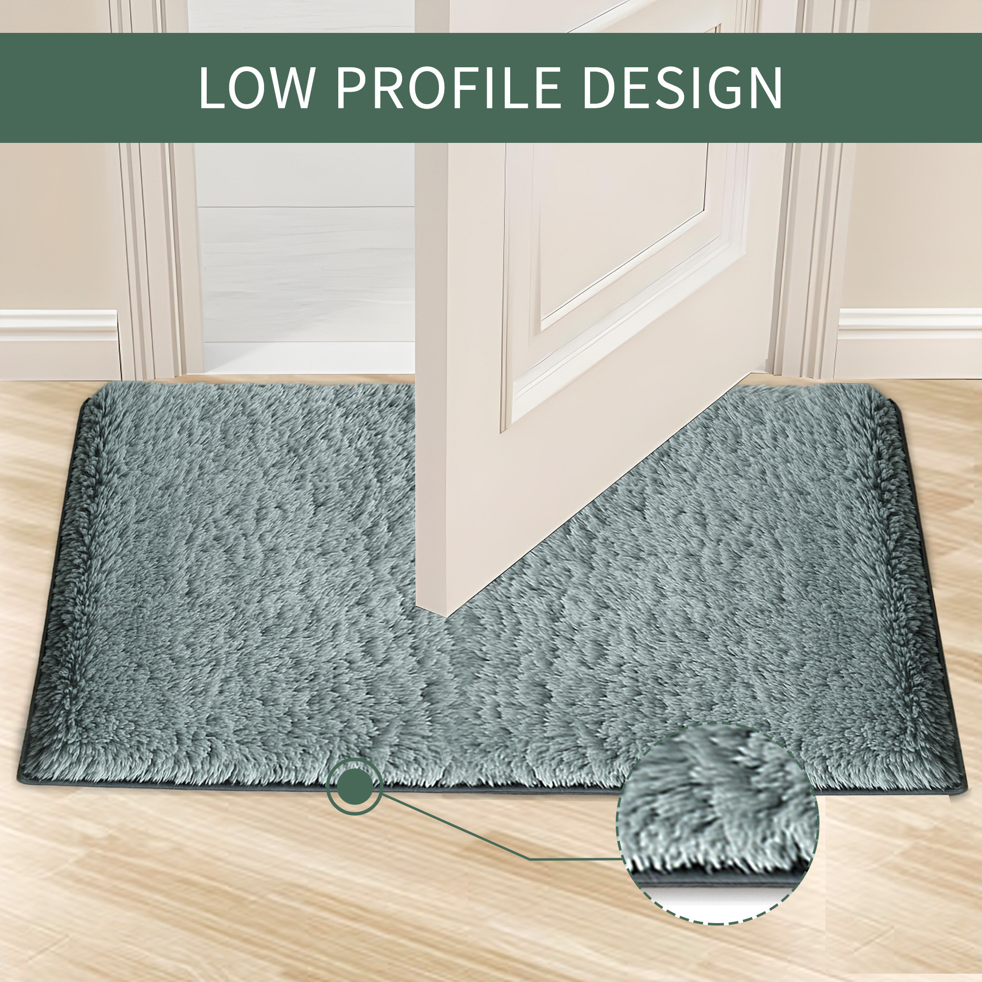 Kuber Industries 60x40 cm Microfiber Water Absorbent Bathroom Mats Anti Slip  Door Mats for Bathroom Entrance  Soft Comfort for Feet Keeps Floor Dry  Safe  Plain Rabbit Fur - Grey