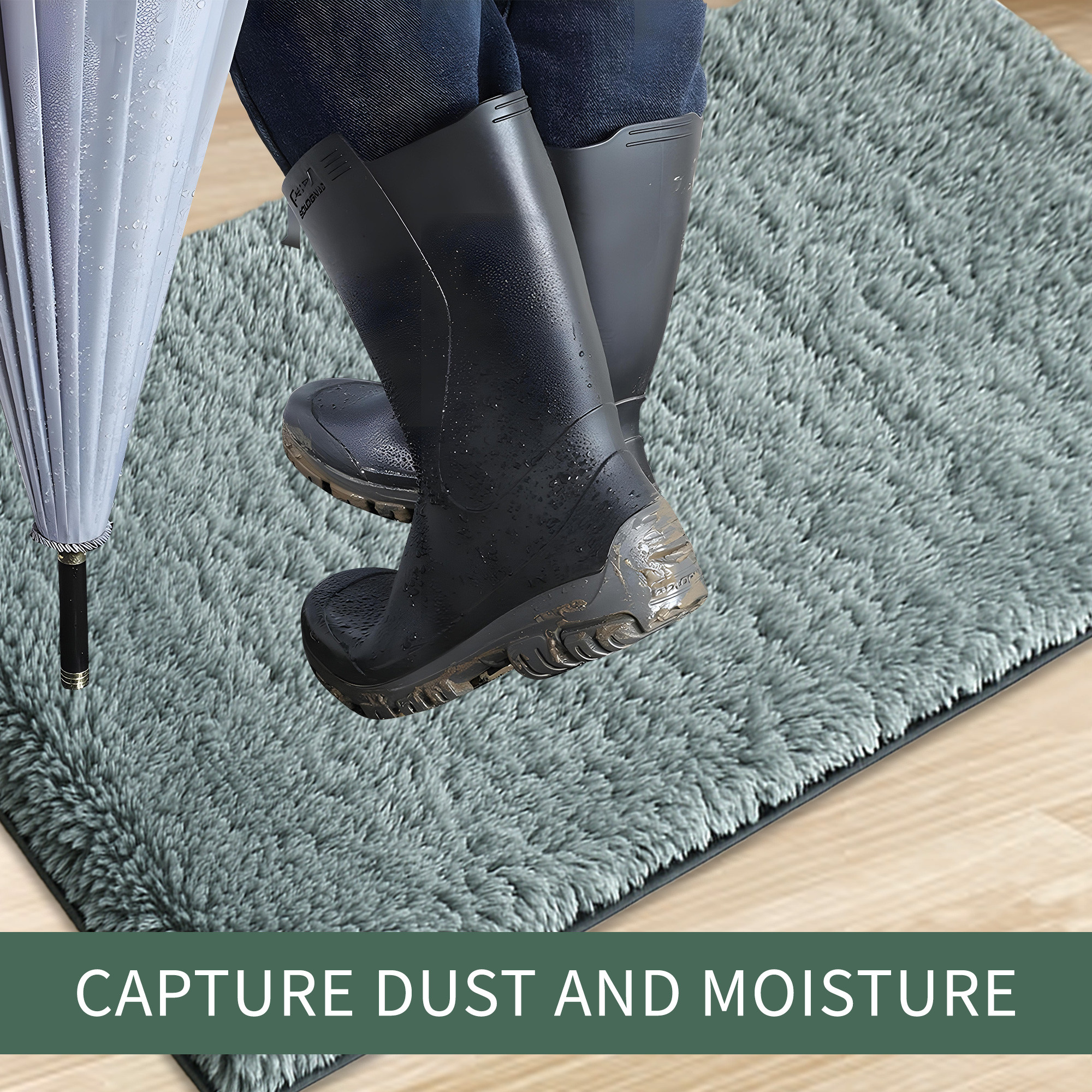 Kuber Industries 60x40 cm Microfiber Water Absorbent Bathroom Mats Anti Slip  Door Mats for Bathroom Entrance  Soft Comfort for Feet Keeps Floor Dry  Safe  Plain Rabbit Fur - Grey