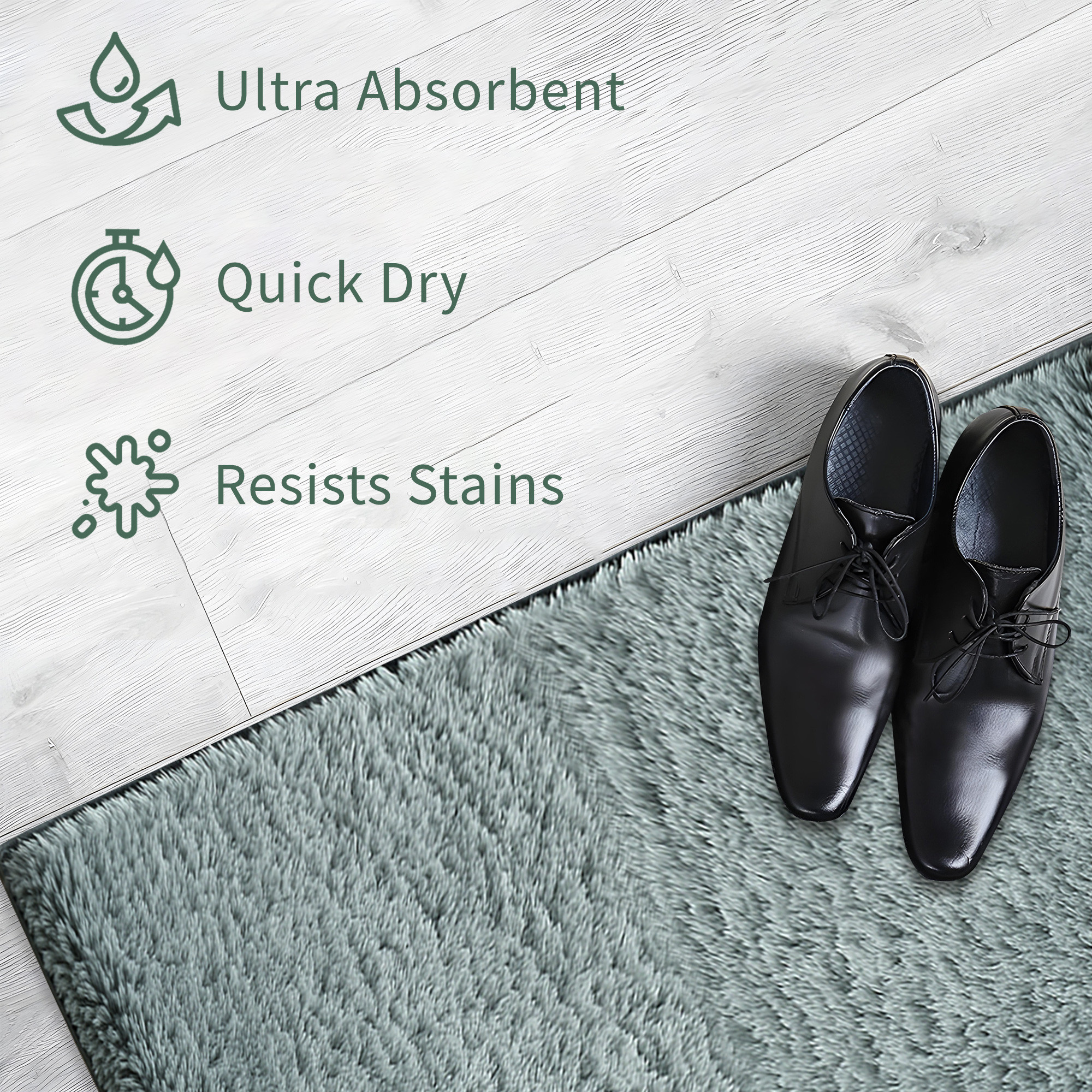 Kuber Industries 60x40 cm Microfiber Water Absorbent Bathroom Mats Anti Slip  Door Mats for Bathroom Entrance  Soft Comfort for Feet Keeps Floor Dry  Safe  Plain Rabbit Fur - Grey