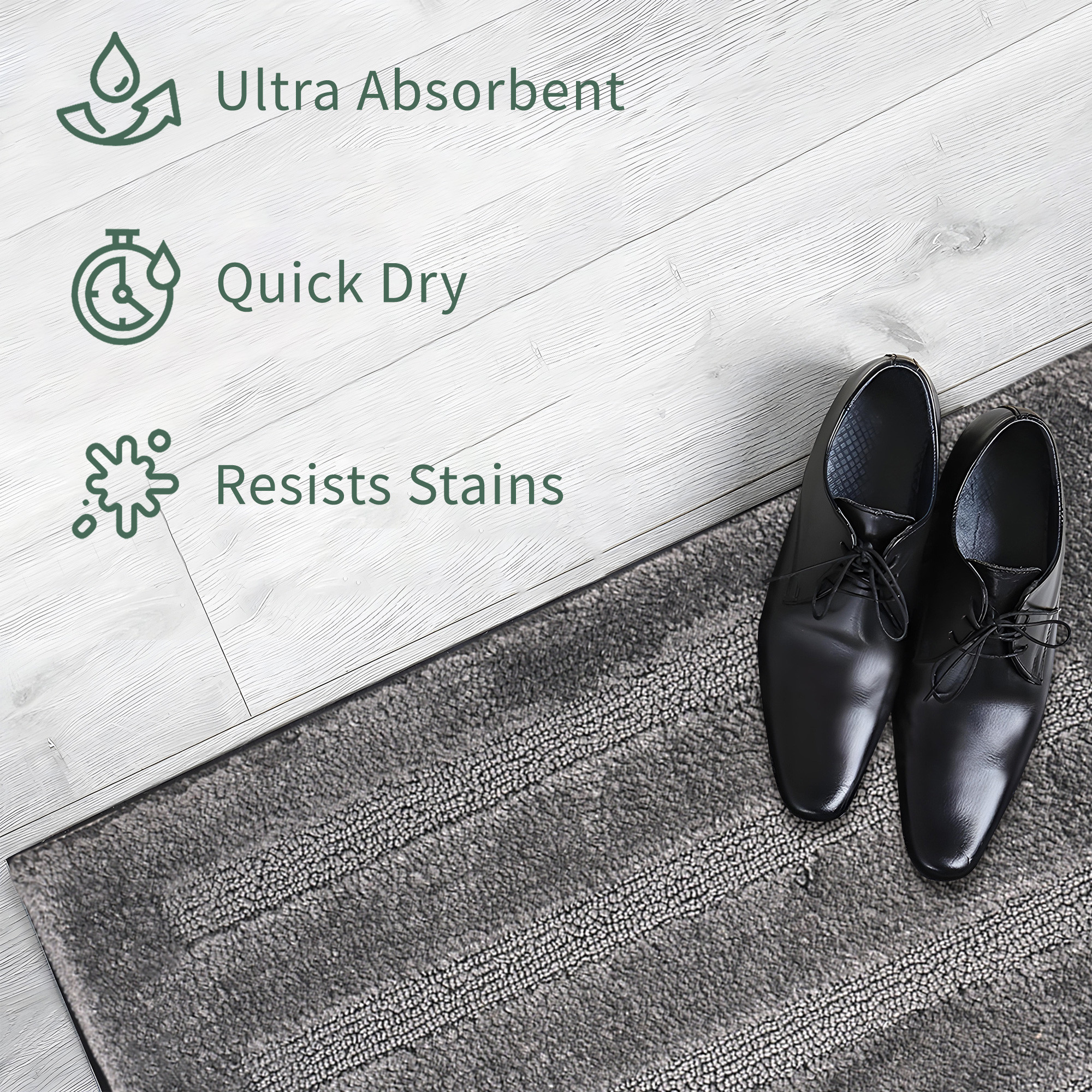 Kuber Industries 60x40 cm Microfiber Water Absorbent Bathroom Mats Anti Slip  Door Mats for Bathroom Entrance  Soft Comfort for Feet Keeps Floor Dry  Safe  Micro Lining - Grey