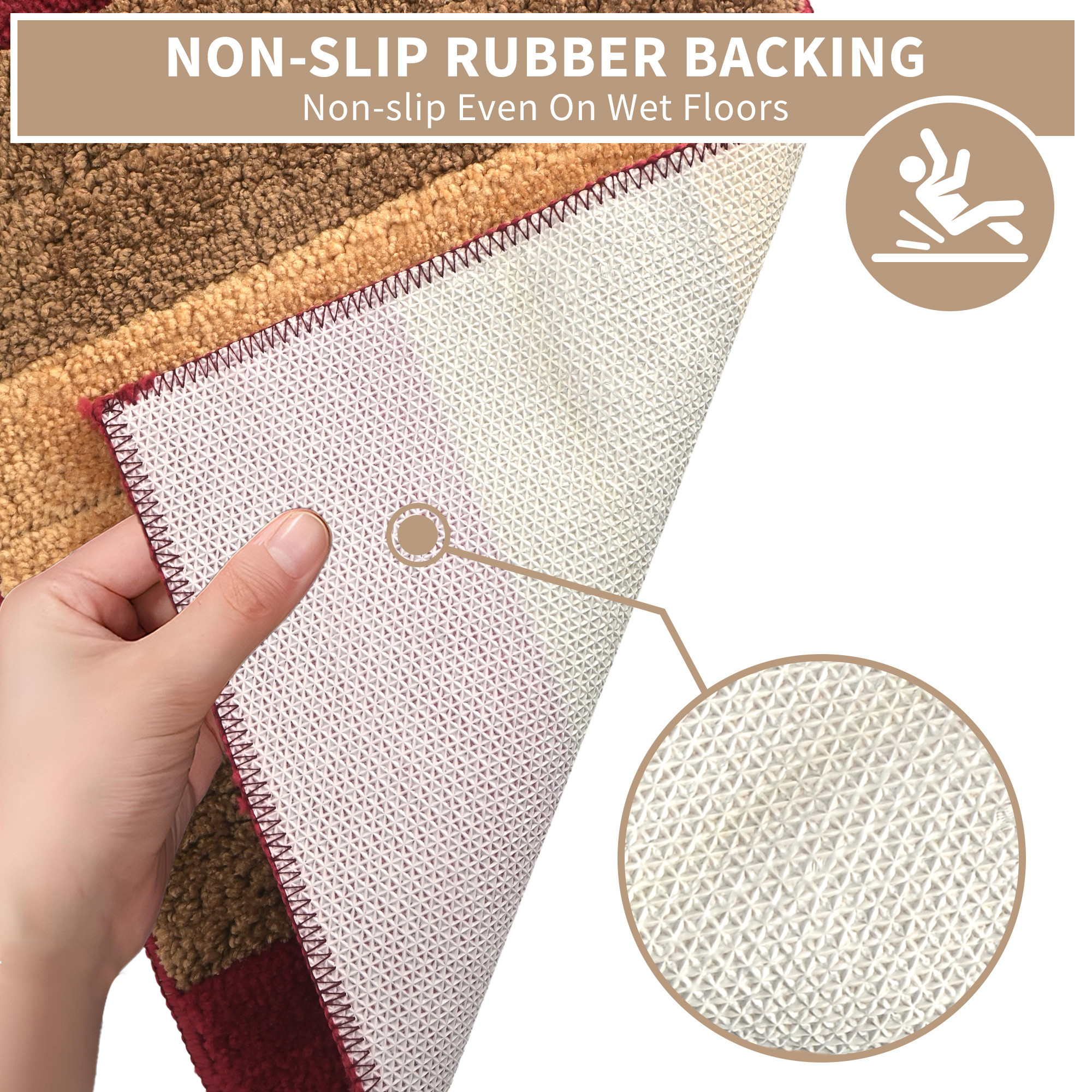 Kuber Industries 60x40 cm Microfiber Water Absorbent Bathroom Mats Anti Slip  Door Mats for Bathroom Entrance  Soft Comfort for Feet Keeps Floor Dry  Safe  Maroon  Brown
