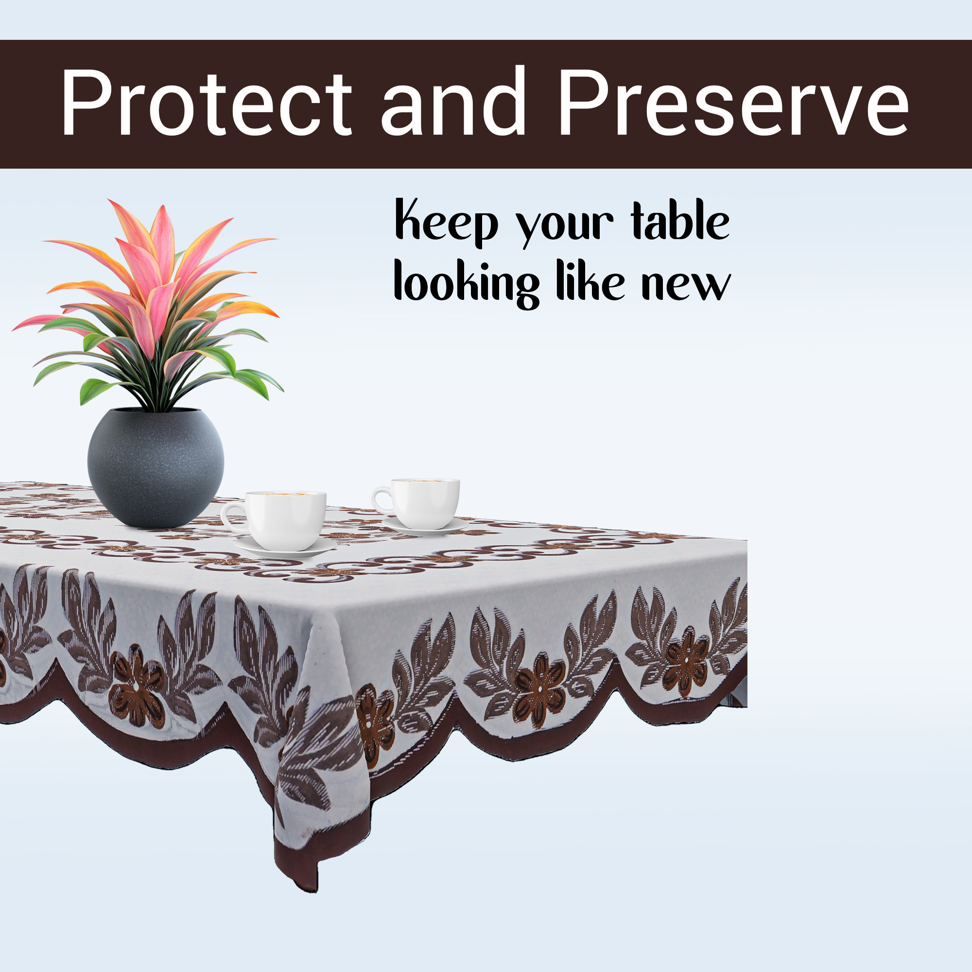 Kuber Industries 60x40 Inch Net Cotton 4 Seater Centre Table Cover Cloth for Living Room  Tea Table Top Cover for Home Decor  Center Table Cloth for Office Table  Dolphin 17301 - Cream  Coffee